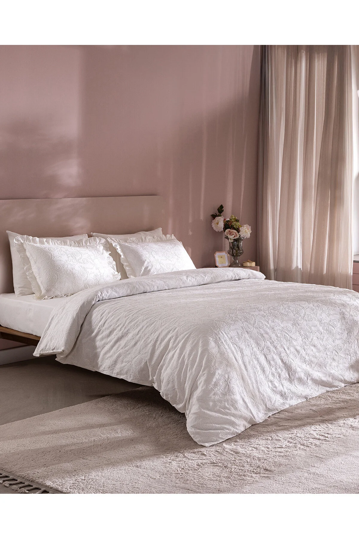 کاور لحاف دو نفره AULNE برابر 100 ٪ COTELI COVET COVER WHITE Madame Coco