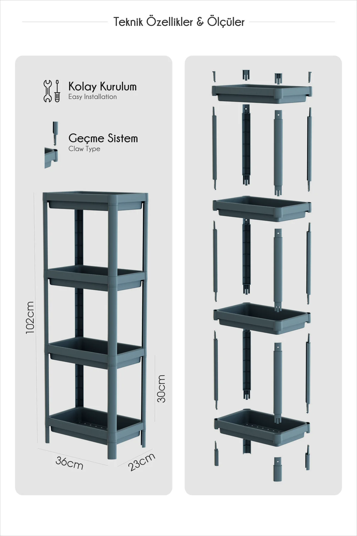 نظم‌دهنده حمام 4 STOREY MAGIE BATHRY SHELF ITRENTRING UNIT CHAMPOO CABINE MOVING WHITE BRAMBLE LIFE
