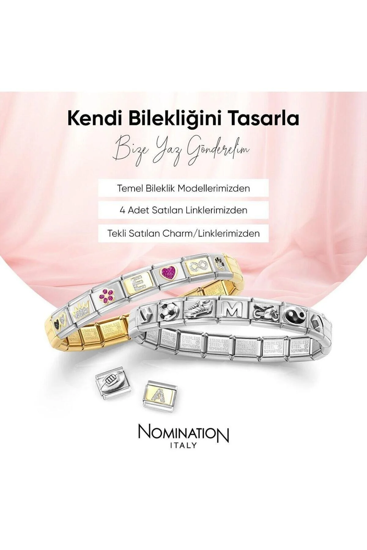 دستبند فولادی مردانه و زنانه ایتالیا کلاسیک 18K COMPOSABLE CLASSIC MY ANGEL فرشته من استیل ضدزنگ رز NOMİNATİON