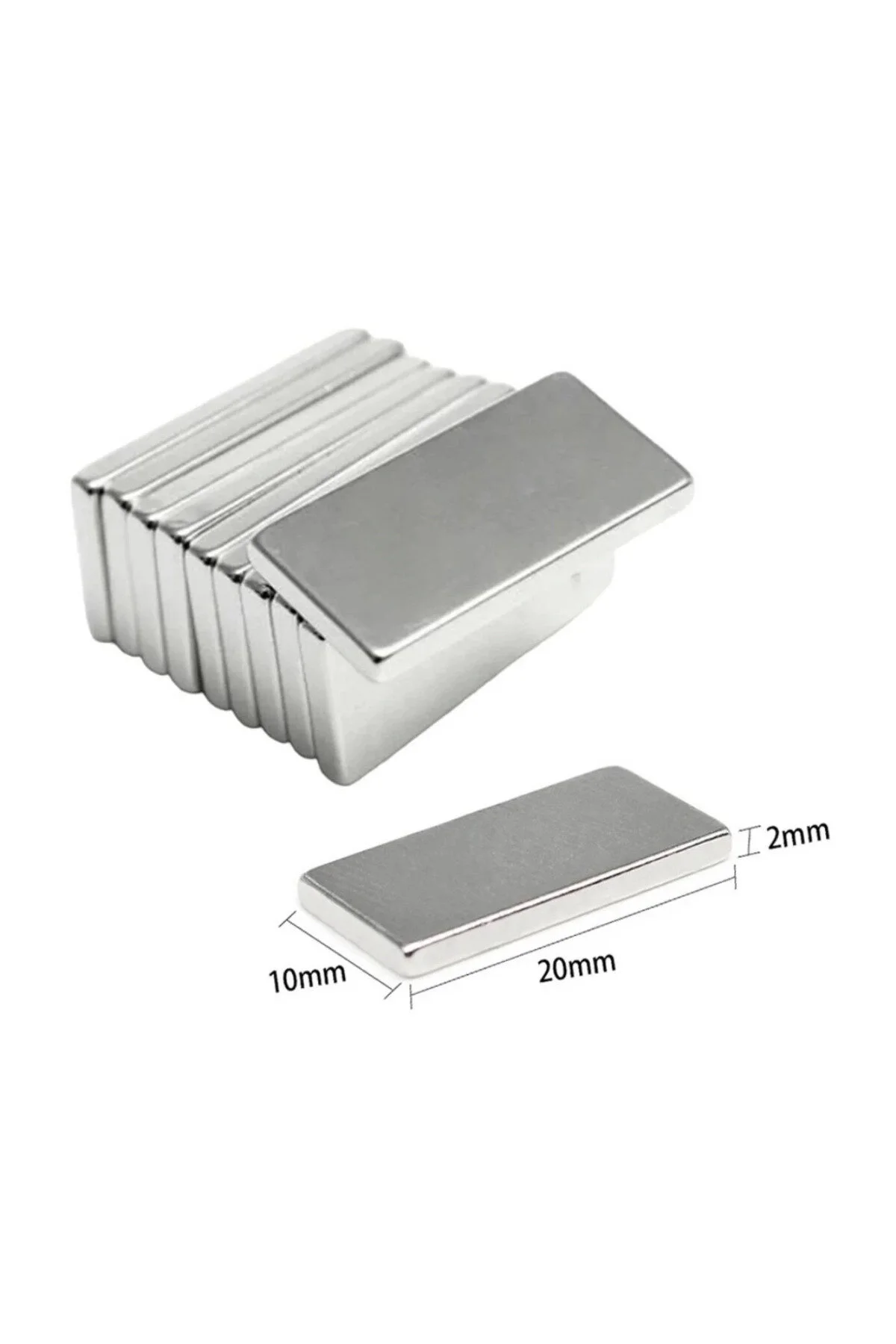 فیگور 100 قطعه 20X10X2 میلی متر نئودیمیوم آهنربا گوشه دار N35 نیکل اندود با کیفیت قوی بادوام Ronanna