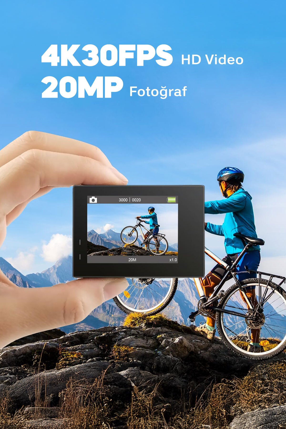 دوربین اکشن BRAVE4 4K 30FPS 20MP وای فای دوگانه و مجموعه لوازم جانبی کنترل برنامه قاب ضد آب AKASO - AKASO - دوربین اکشن