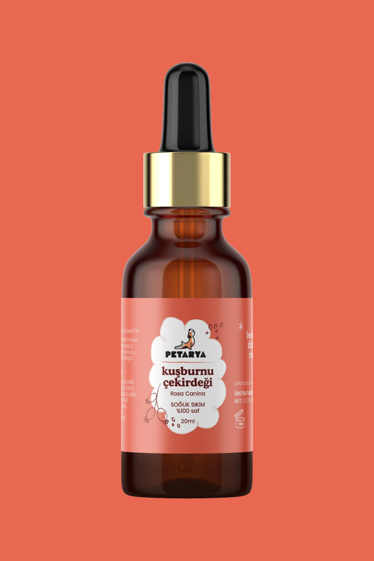 روغن مراقبتی 100 ٪ فشار خون بر روی دانه گل سرخ ROSA 20 میل PETARYA