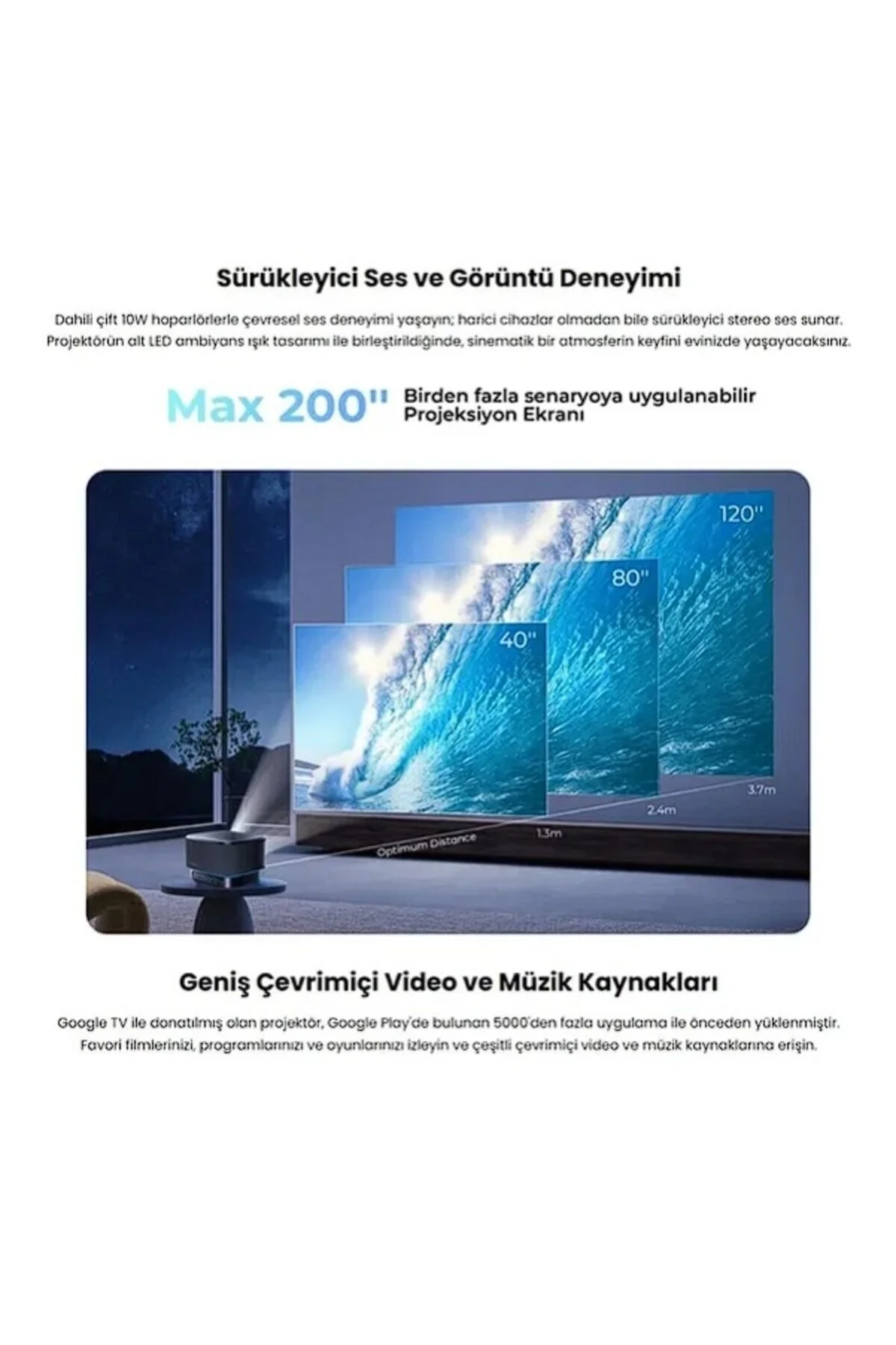 پروژکتور 4K پشتیبانی از تصمیم خودکار 5GHZ WIFI اتصال بی سیم GOOGLE دستگاه پیش بینی حق بیمه مجوز Havit