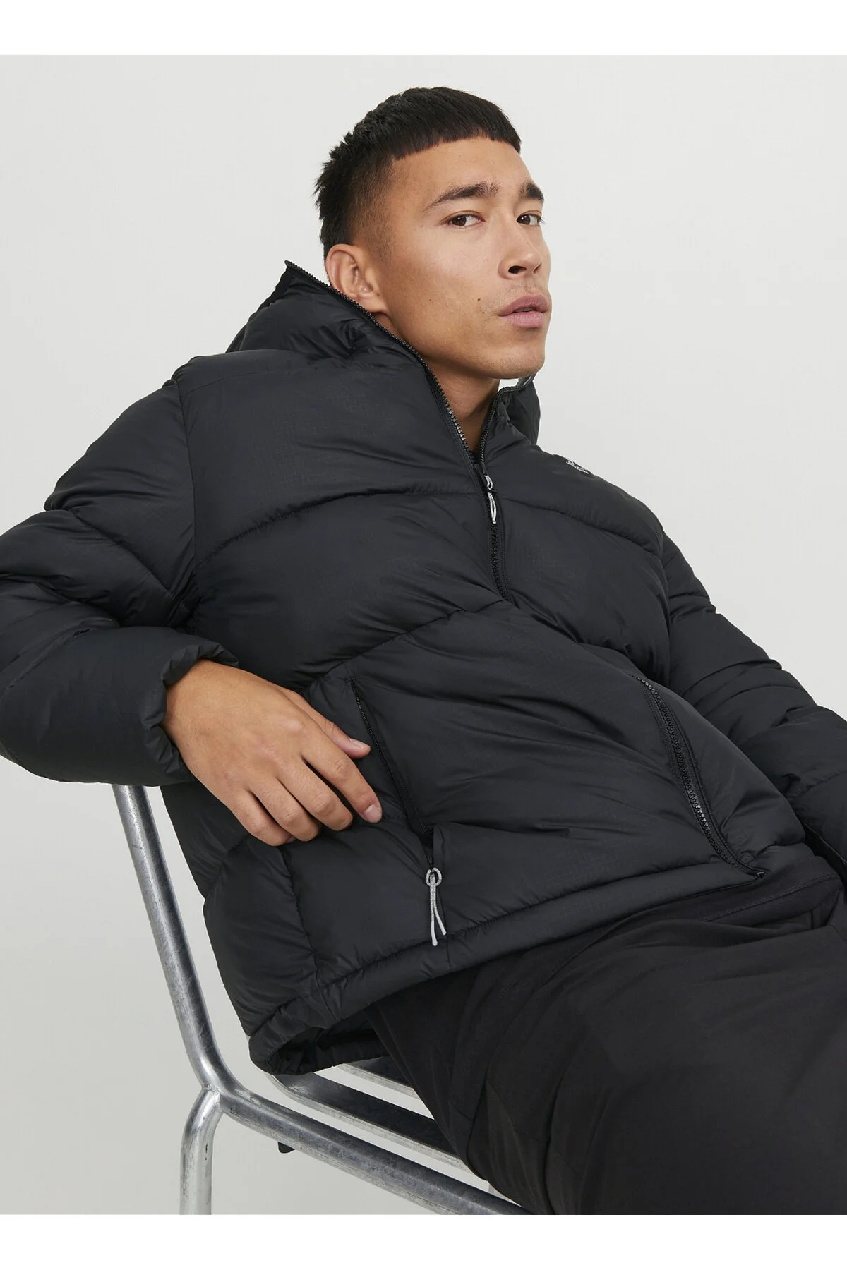 کاپشن کت مردانه مشکی 12238878 JORSTEAD PUFFER ژاکت Jack & Jones