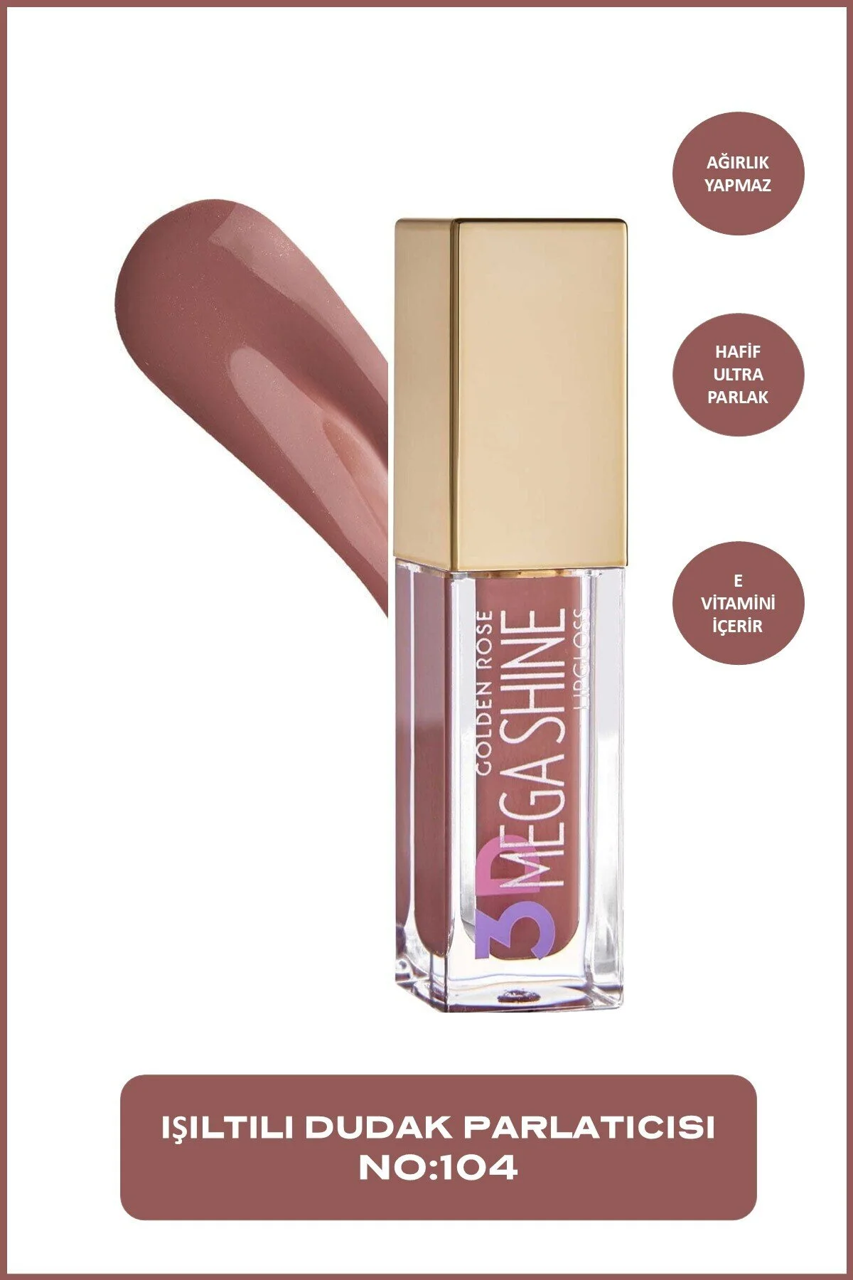 براق کننده لب 3D Mega Shine رنگ چندرنگ مدل MG_1 گلدن رز Golden Rose