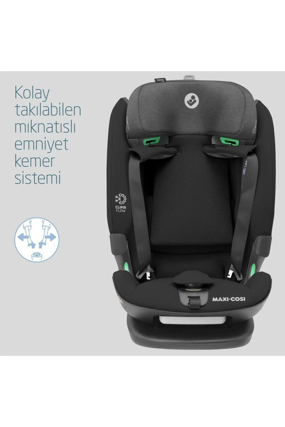 صندلی خودرو مشکی دخترانه و پسرانه بچگانه ماشین Titan Pro I size 9 36 کیلوگرمی با Adac Authentic Maxi-Cosi