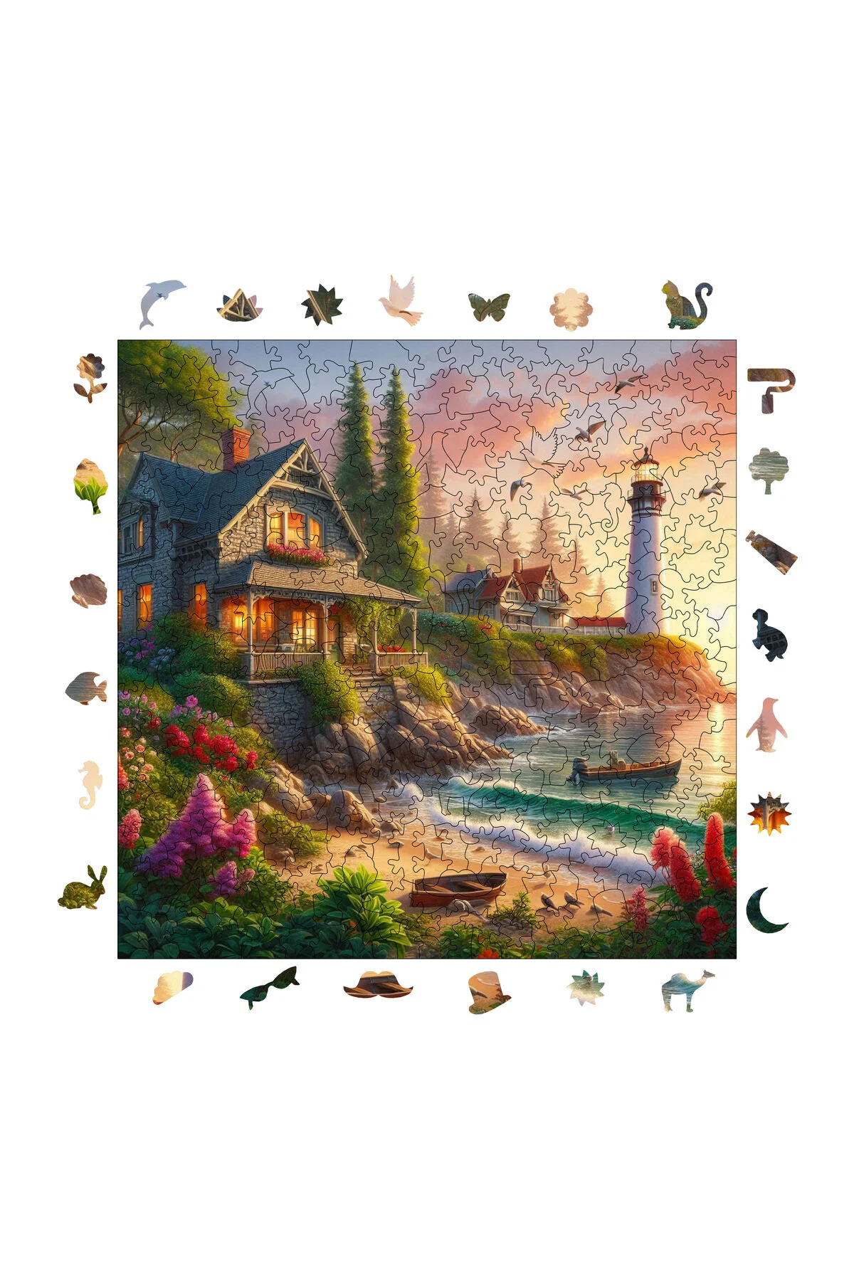 پازل چوبی فانوس دریایی و خانه سنگی 353 قطعه 29X29 سانتی متر از ترکیه WePuzzleUp