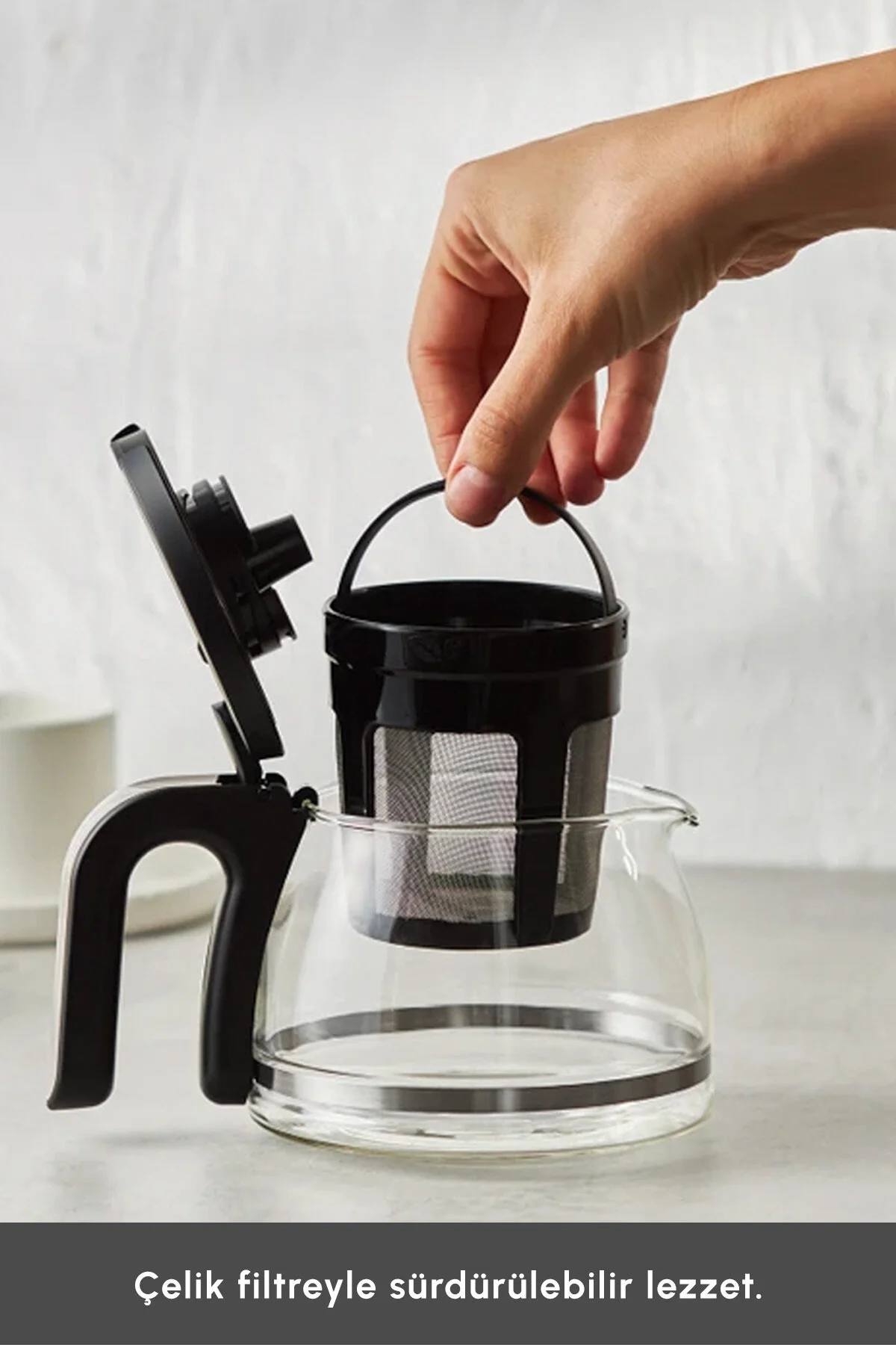 قهوه ساز فیلتری JUST COFFEE AROMA 2 در 1 فیلتر SPACE GREY اورجینال Karaca
