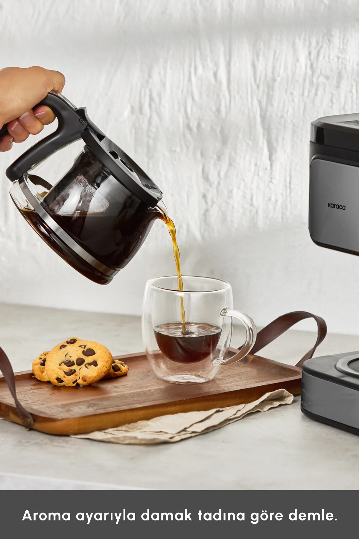 قهوه ساز فیلتری JUST COFFEE AROMA 2 در 1 فیلتر SPACE GREY اورجینال Karaca