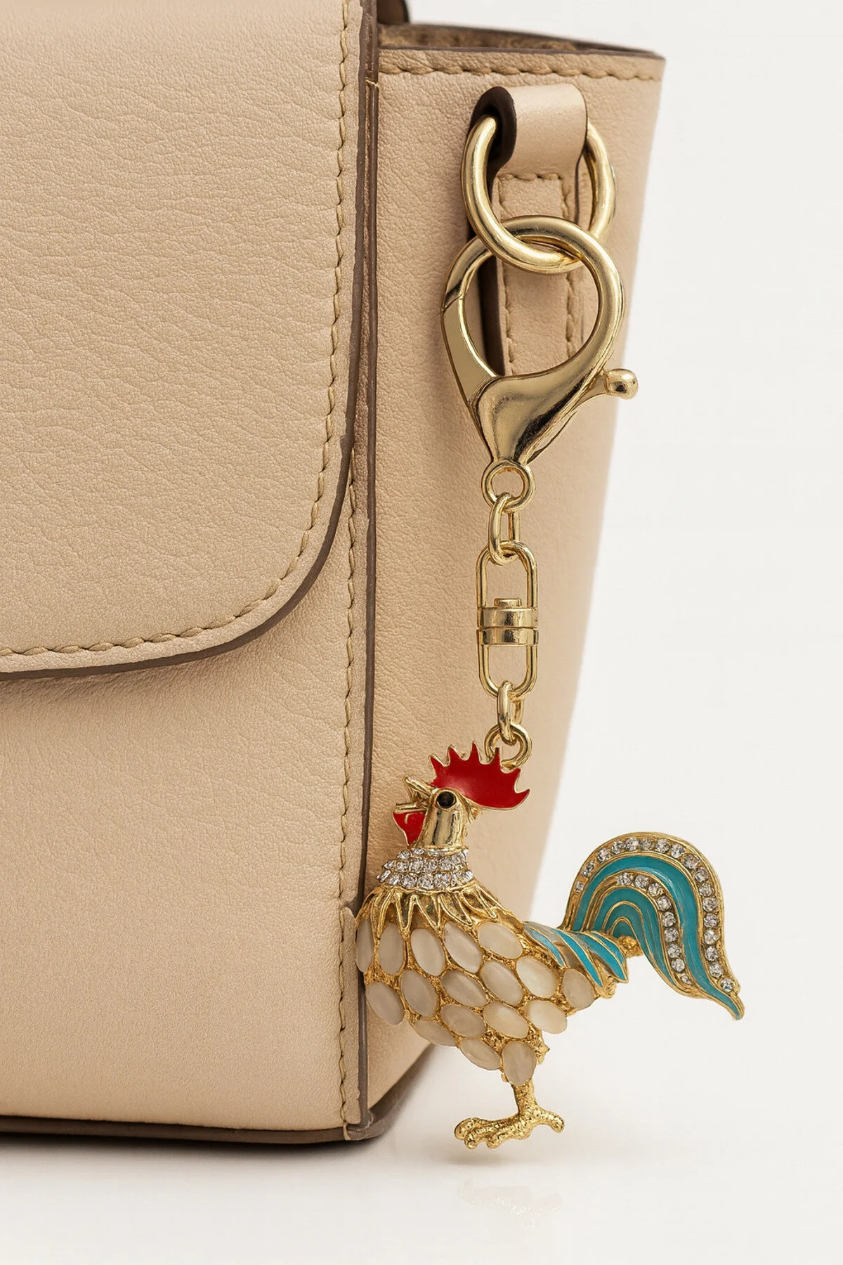 جلیقه کلید جاکلیدی فلزی با فیگور خروس سنگی رنگی MD Moda Accessories