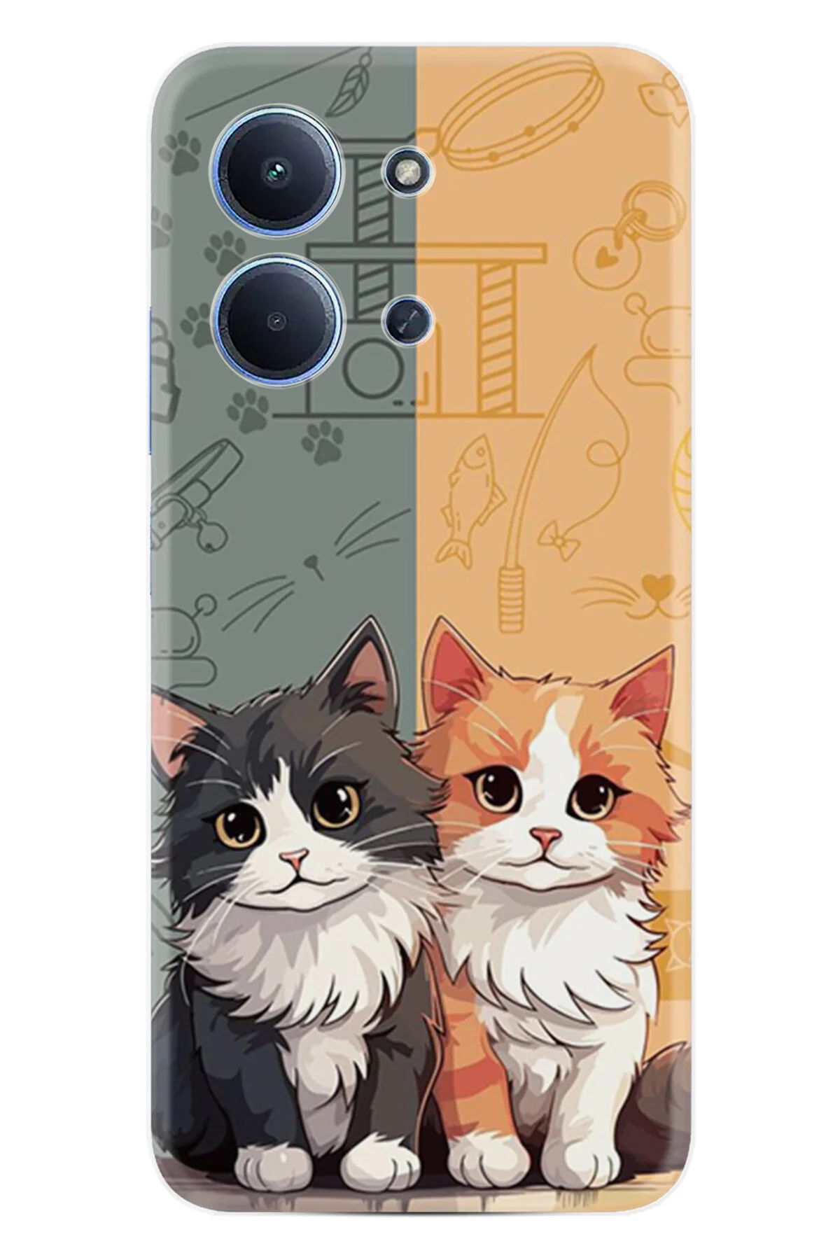 کاور و قاب شیائومی REDMI 15C CASE BOUTIQUE PRINTED ILLUSTRATED TWIN CATS PCODE 086 Kılıfland