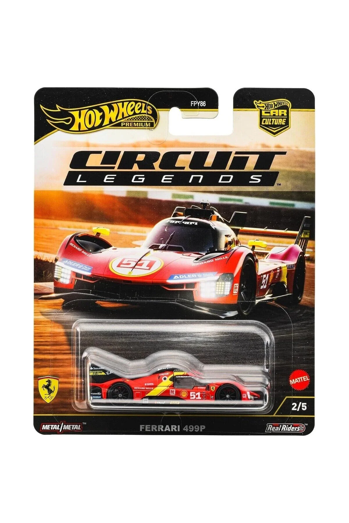 ماشین اسباب بازی PREMIUM CAR CULTURE CIRCUIT LEGENDS FERRARI 499P METAL DIECAST از ترکیه HOT WHEELS