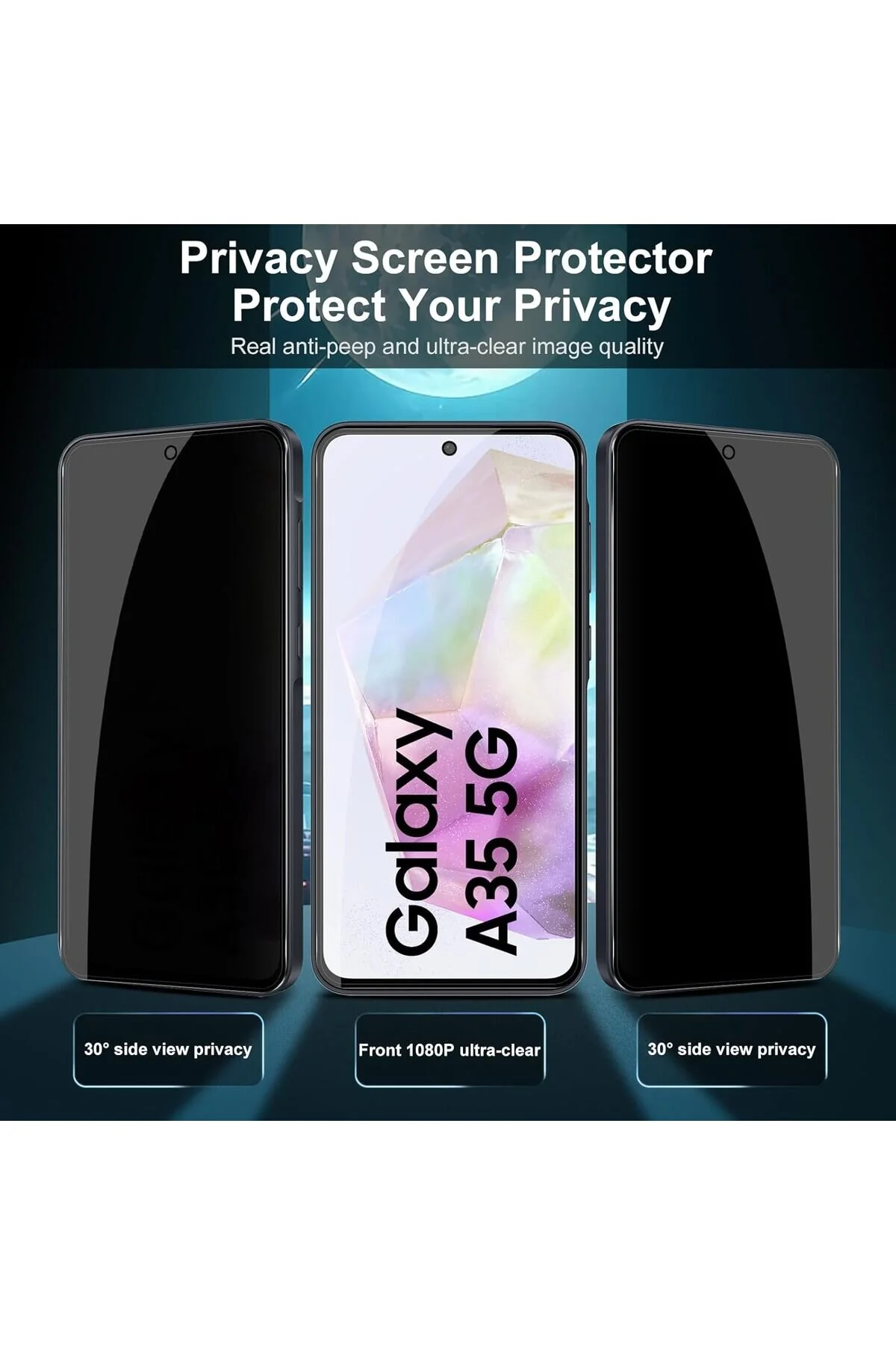 کاور و قاب محافظ صفحه نمایش سامسونگ گلکسی A35 5G GHOST NANO لنز دوربین 9H سختی HD ضد خش aheaks
