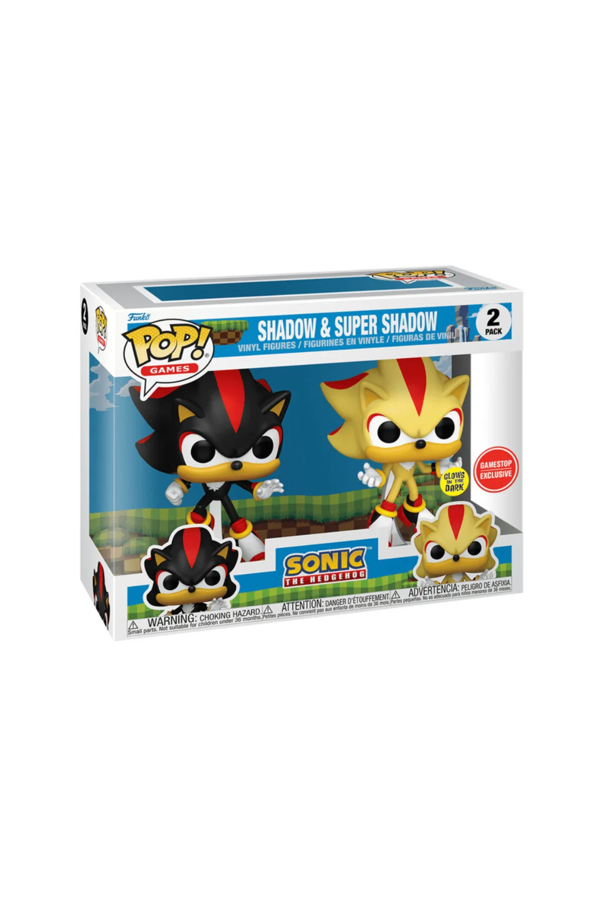 فیگور SONIC THE HEDGEHOG – SHADOW و SUPER POP! 2 PACK انحصاری GAMESTOP GLOW IN DARK از ترکیه Funko