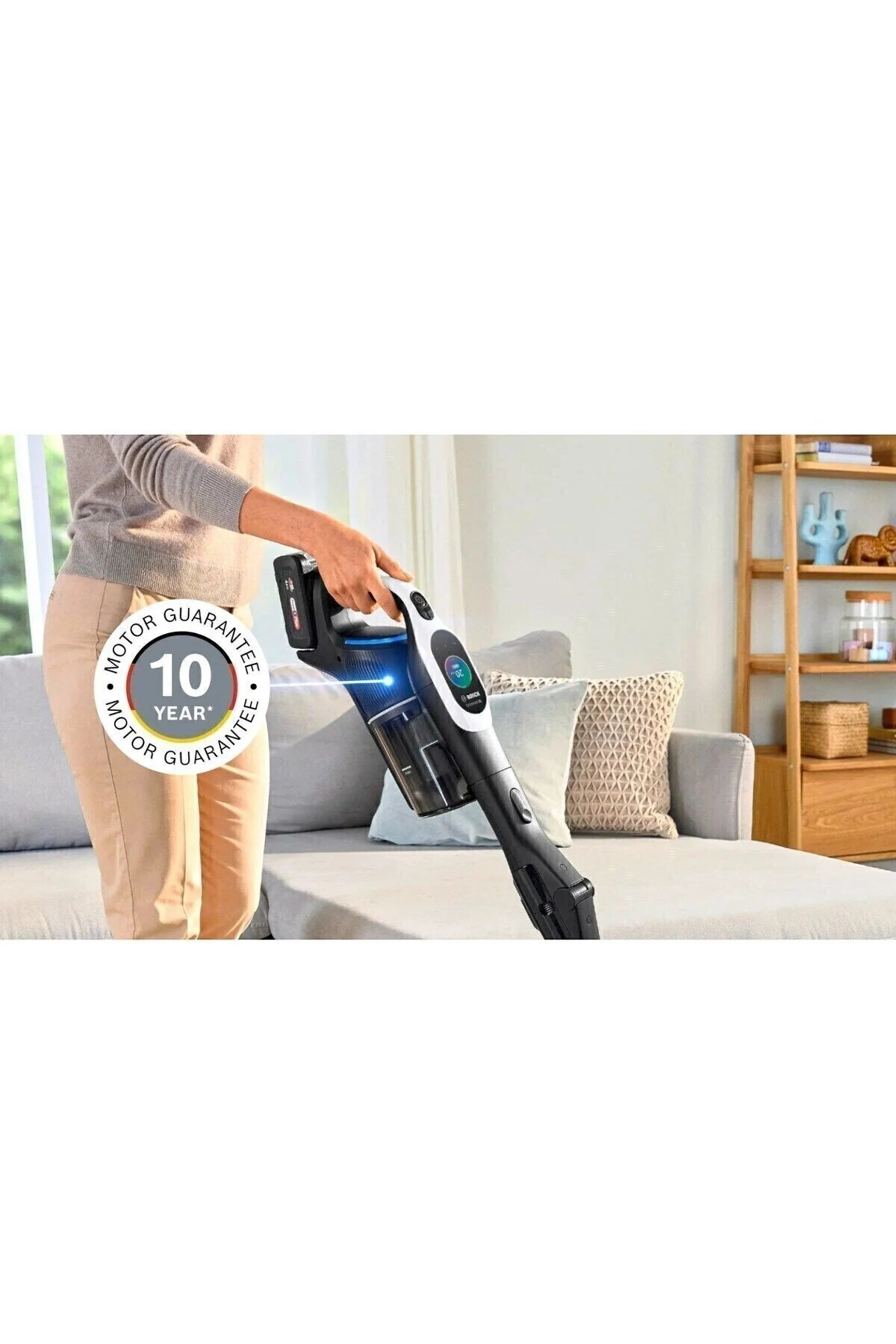 جاروبرقی ایستاده باتری دوبل 160 دقیقه تمیز کردن نامحدود 10 دیجیتال TURBOSPINMOTOR PREMIUM عمودی قابل شارژ BCS104 بوش Bosch