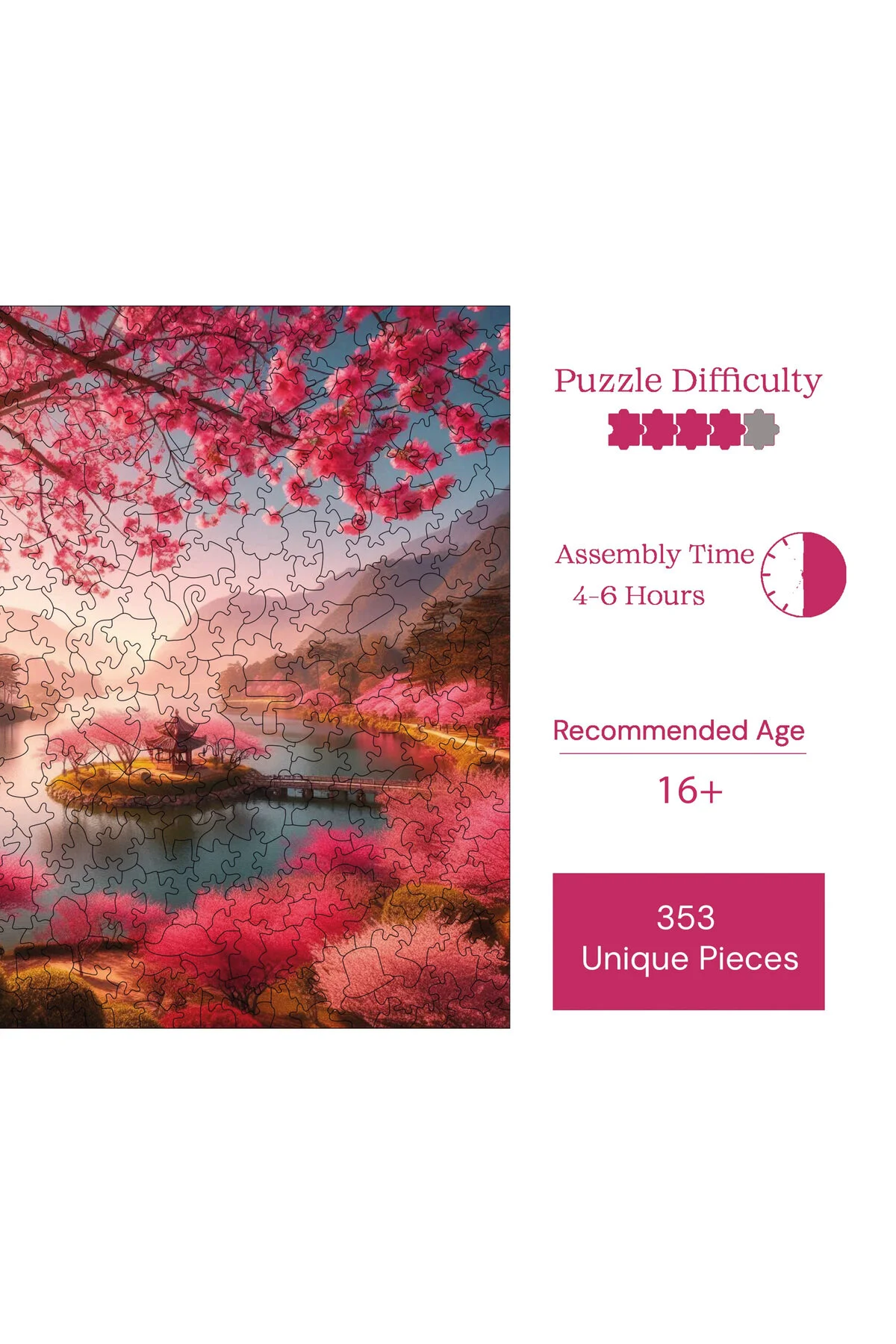 پازل چوبی گل گیلاس رویای منحصر به فرد قسمت 353 29X29 سانتی متر S1 26 Pinecone