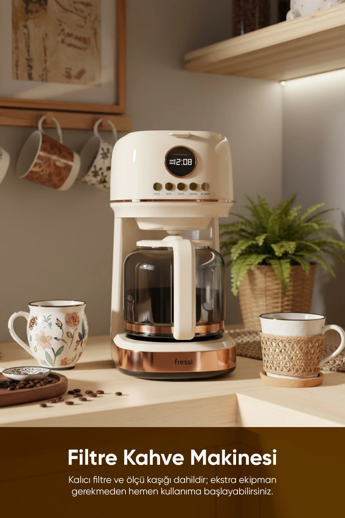 قهوه ساز فیلتری فیلتر کرم با صفحه نمایش دیجیتال FR FC09 VELUTO اورجینال Fressi