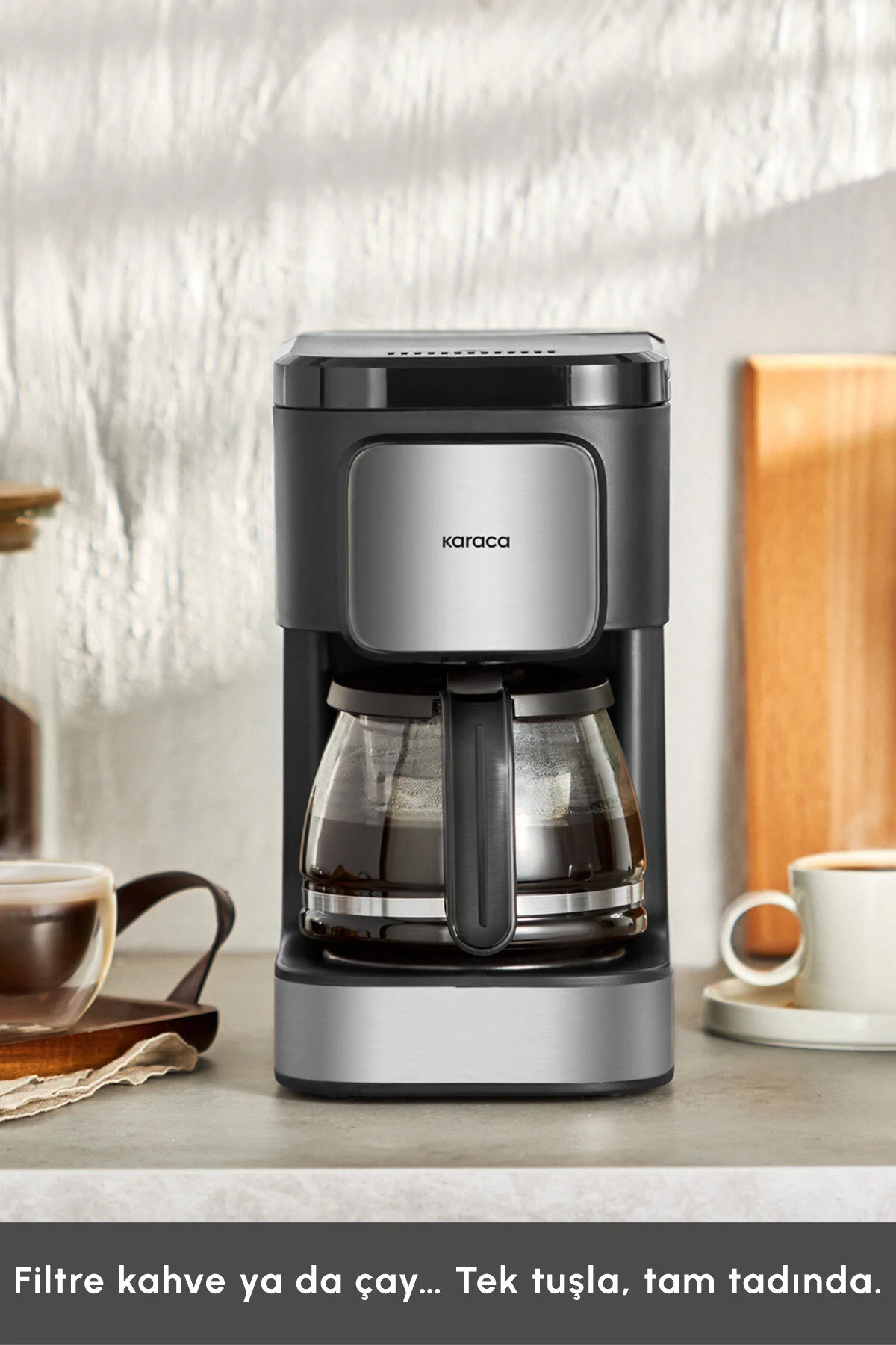 قهوه ساز فیلتری دستگاه و چای دم فیلتر JUST COFFEE AROMA 2 IN 1 INOX اورجینال Karaca