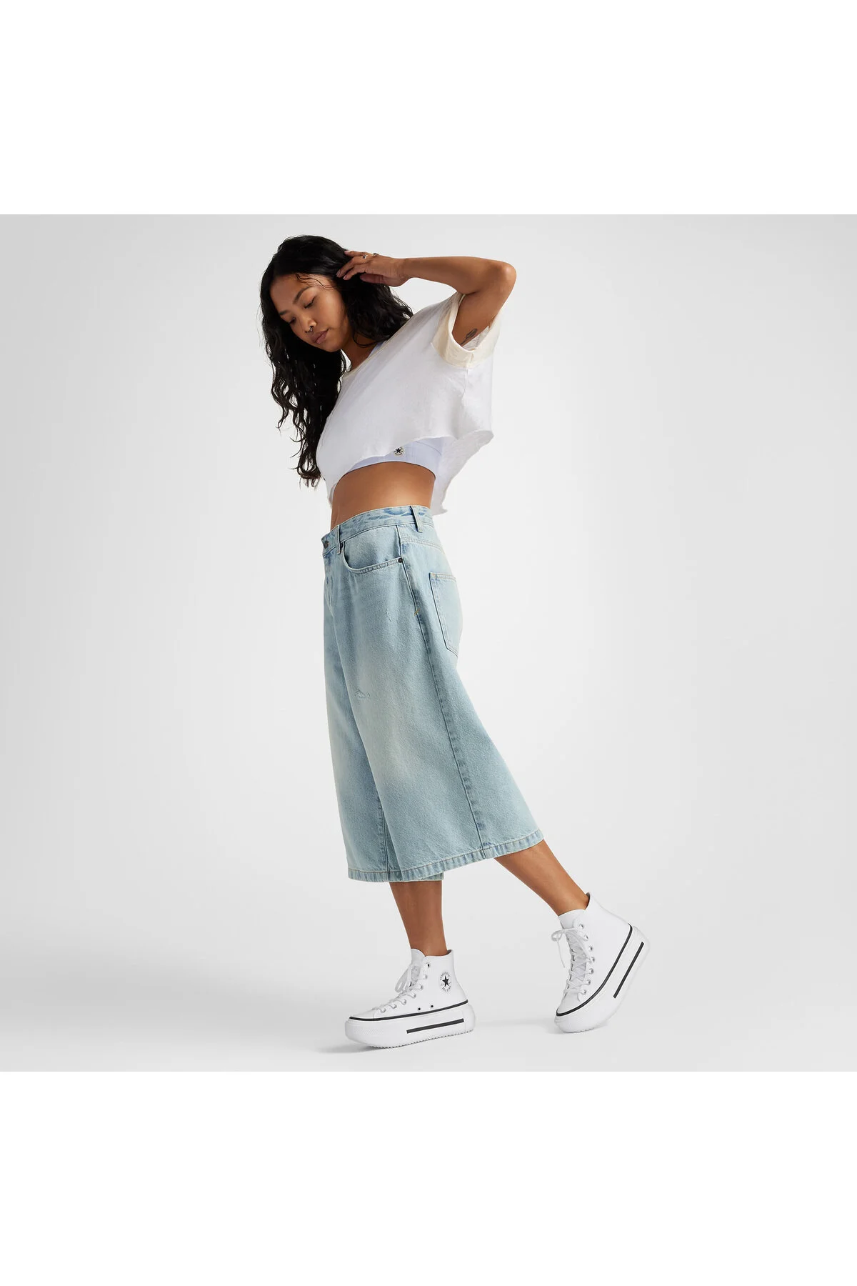 اسنیکر کفش کتانی سفید زنانه دو پشته آل استار لیفت چاک تیلور کانورس Converse