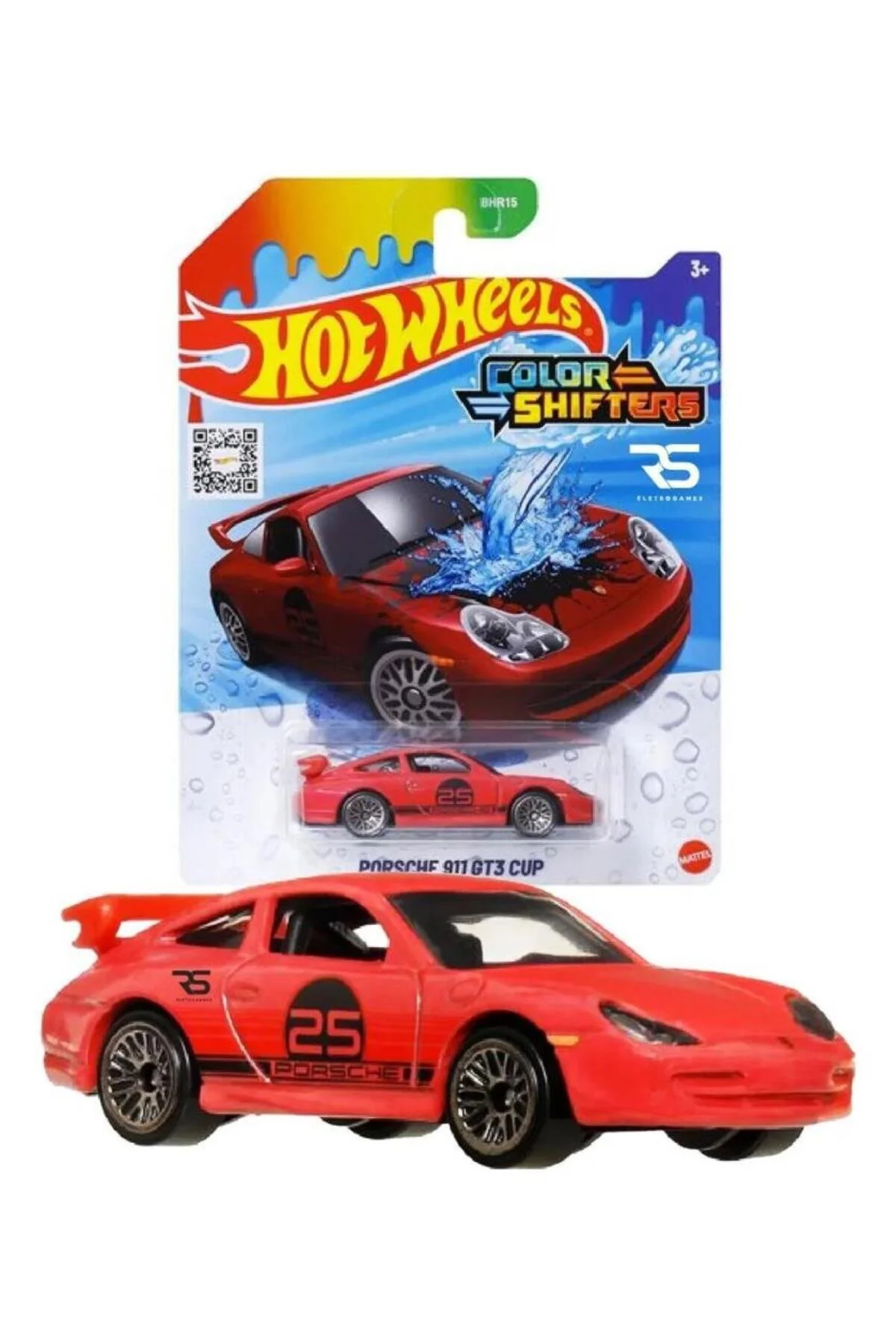 ماشین اسباب بازی خودروهای تغییر رنگ BHR15 HW PORSCHE 911 GT3 CUP JCM36 از ترکیه HOT WHEELS