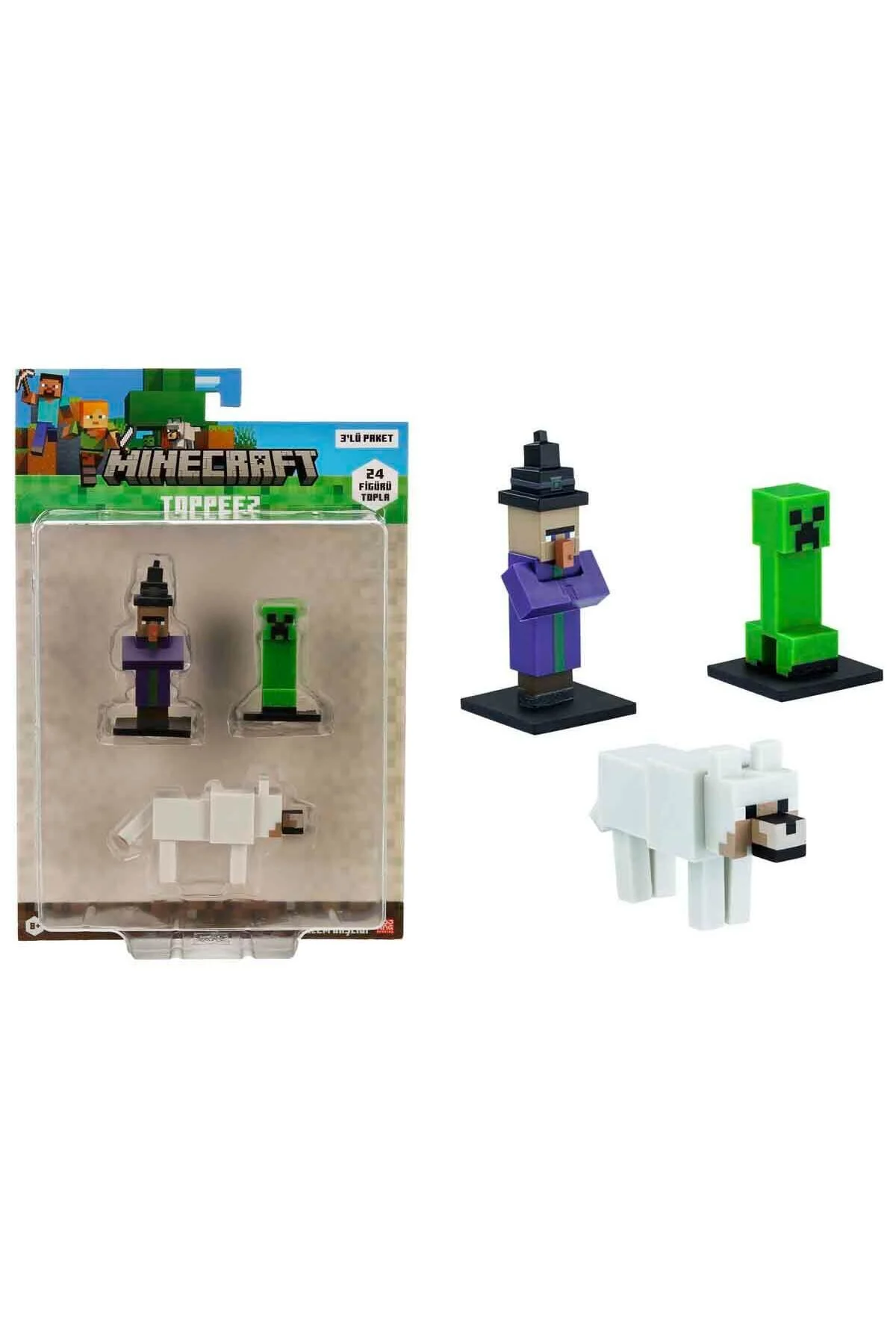اسباب بازی های فیگور شخصیت 3D TOPPEEZ FIGURE AND PEN HEAD 3 PACK PMI MC2020 WITCH – CREEPER WO Minecraft