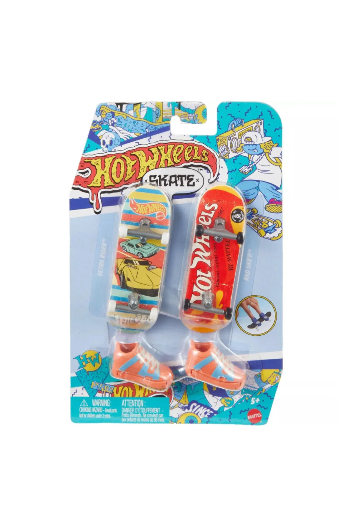 مدل خودرو اسکیت بورد و کفش دو انگشتی طرح دار رترو 2 از ترکیه HOT WHEELS