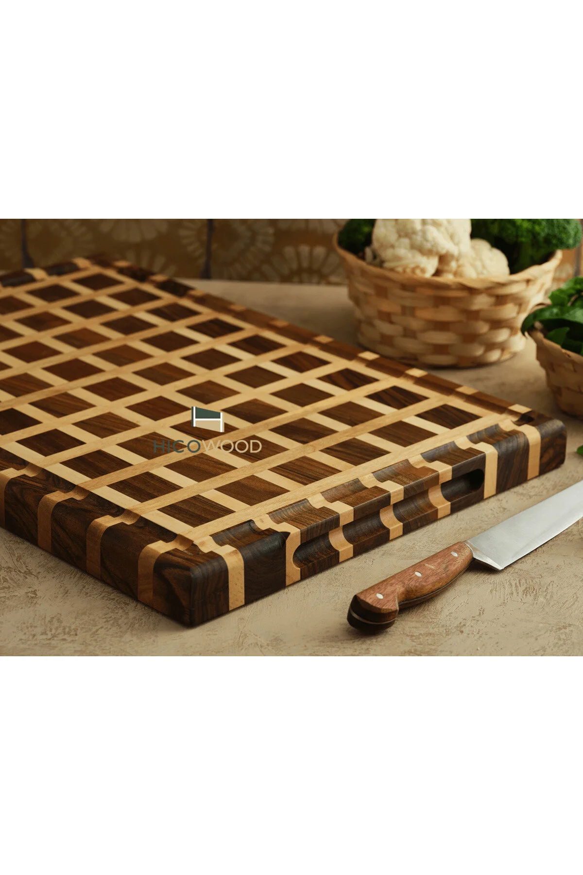 تخته برش چند رنگ چوبی هیئت مدیره درخت گردو آشپزخانه صنعتی حرفه ای  HİCOWOOD