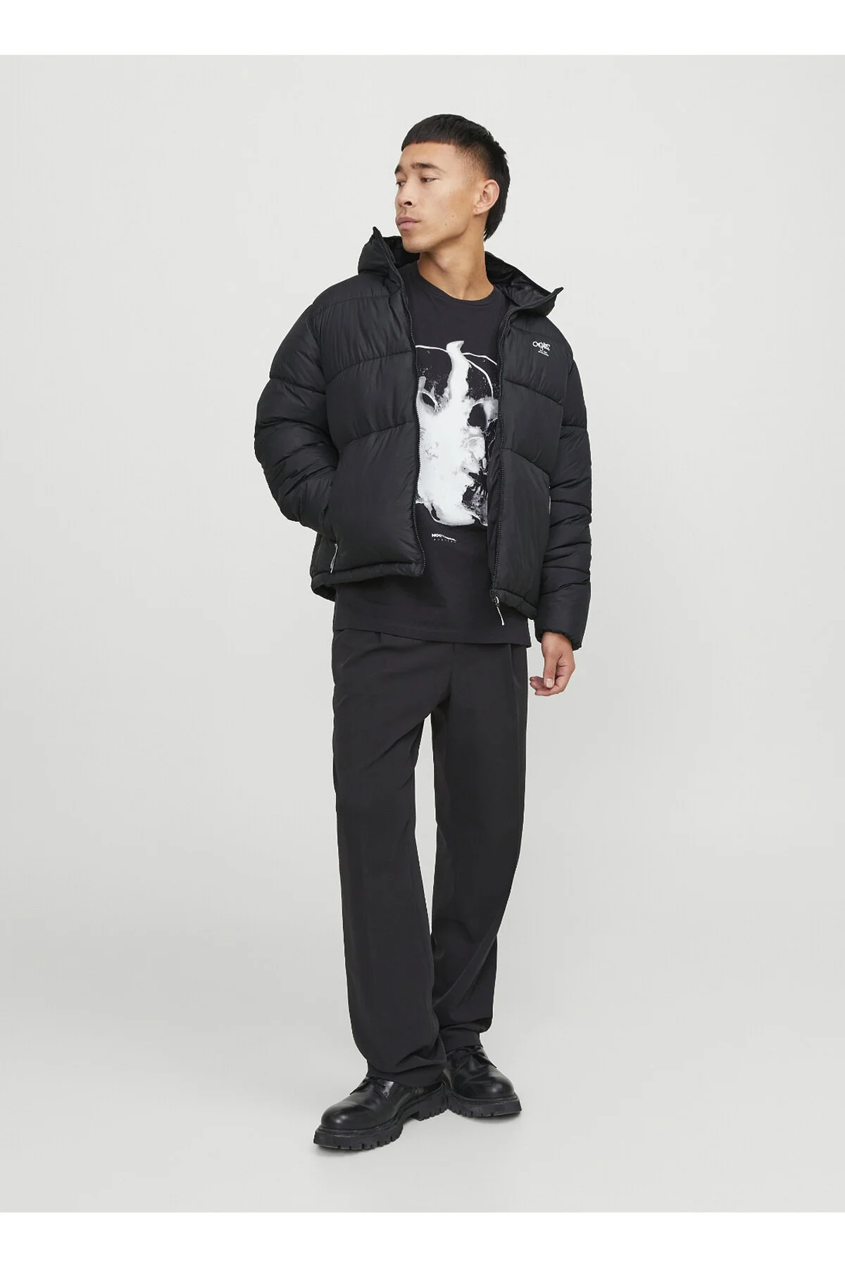 کاپشن کت مردانه مشکی 12238878 JORSTEAD PUFFER ژاکت Jack & Jones