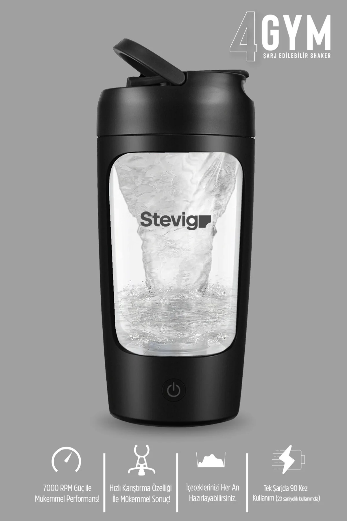 مخلوط کن شخصی 4 شیکر پروتئینی شارژی برقی 650 میلی لیتری مشکی ST 225 اورجینال Stevig