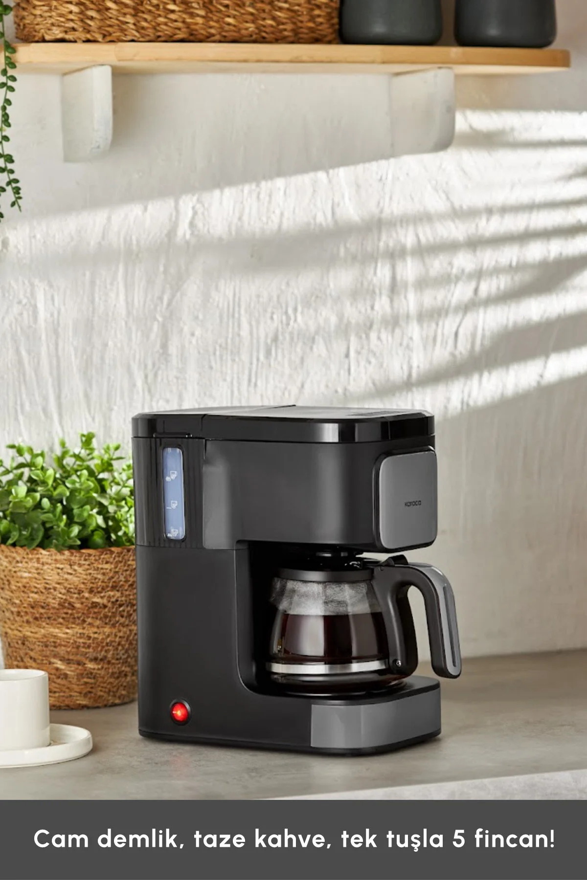 قهوه ساز فیلتری JUST COFFEE AROMA 2 در 1 فیلتر SPACE GREY اورجینال Karaca