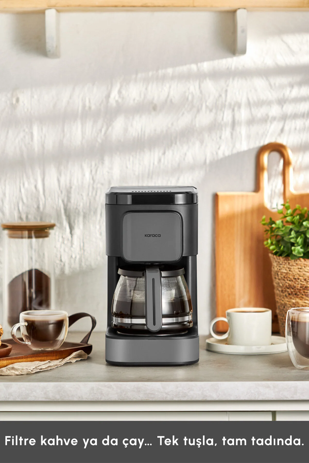 قهوه ساز فیلتری JUST COFFEE AROMA 2 در 1 فیلتر SPACE GREY اورجینال Karaca