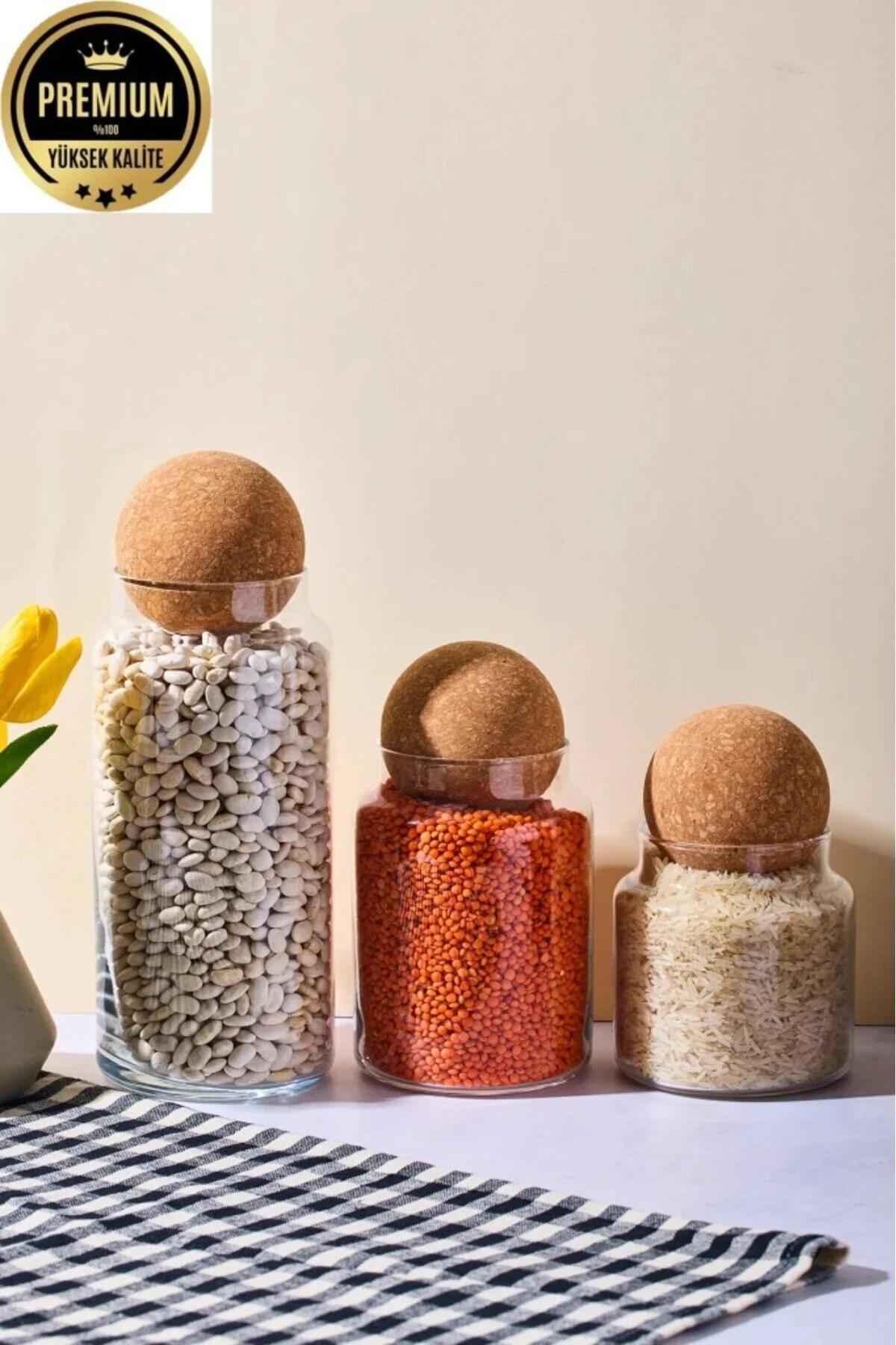 شیشه (جار) سفید جار ست 3 عددی ظرف شیشه‌ای درب دار پروتی Perotti