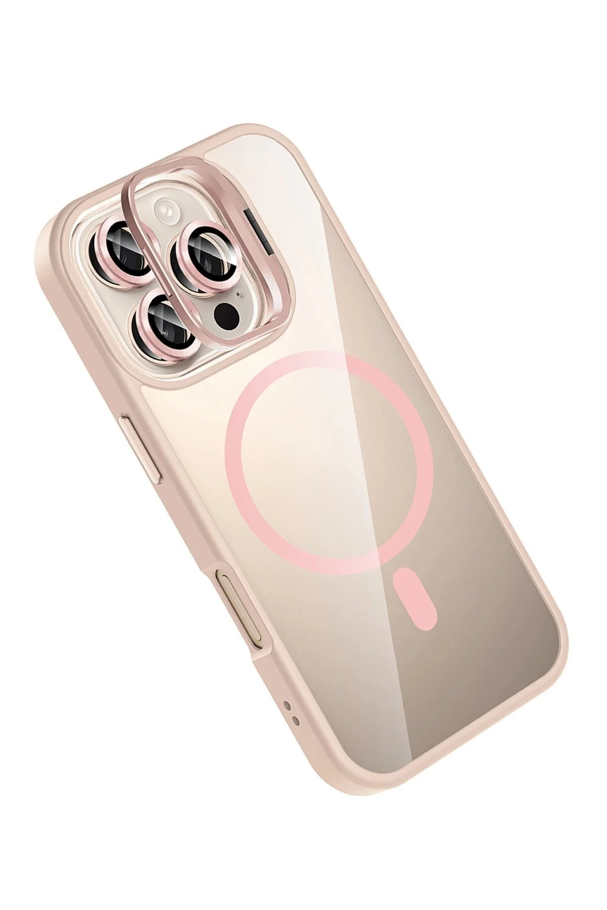 کاور و قاب پایه لنز MAGSAFE APPLE IPHONE 16 PRO MAX REMIM صورتی toyigoo