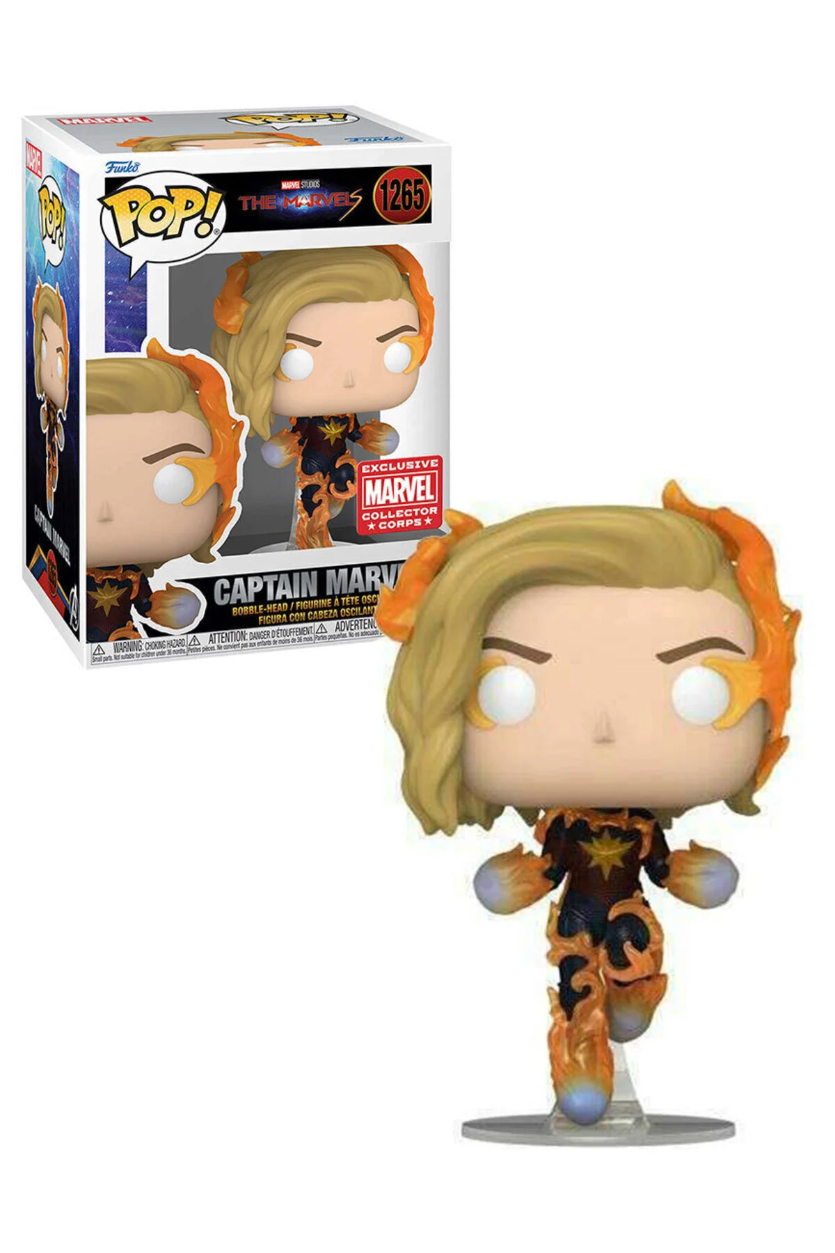 فیگور POP! THE MARVELS 1265 کاپیتان مارول شعله‌های آتش سپاه کلکسیونر Funko