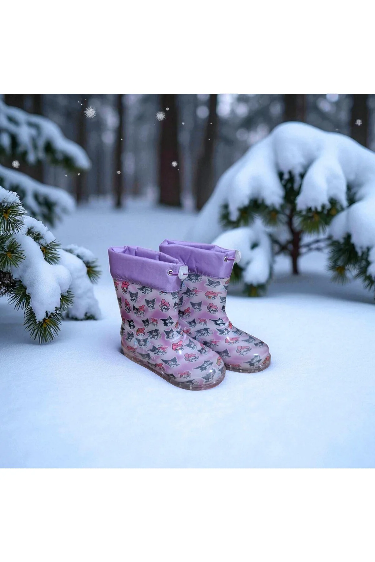 چکمه برفی های دخترانه و بارانی الگوی زیبا با جزئیات بنفش ❄️👢💜 Emek