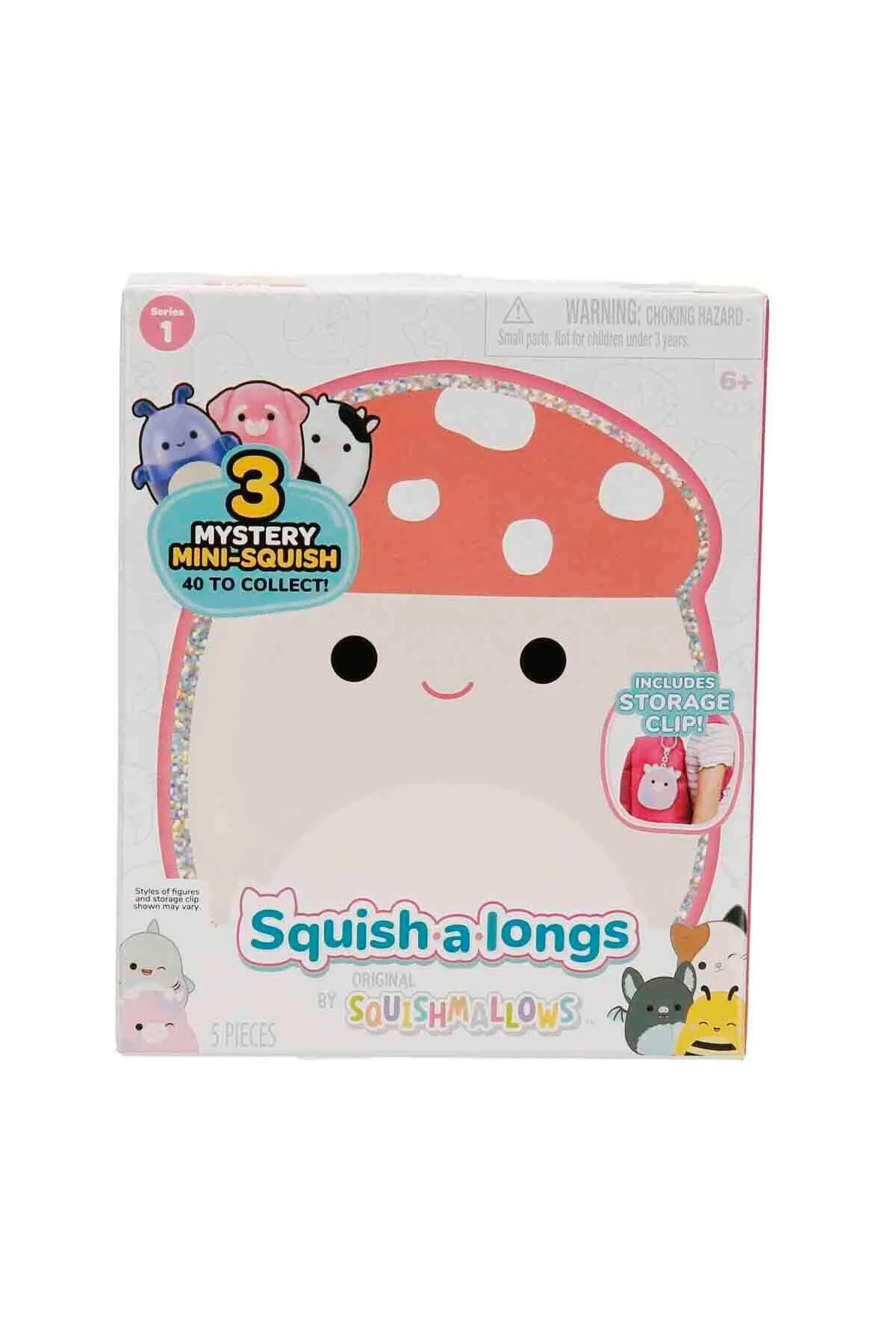 اسباب بازی های فیگور دیگر SQUISHMALLOWS SQUISH A LONGS CLIP BAG زیور آلات و 3 عدد + حلقه سورپرایز بسته S1 قارچ Sunman