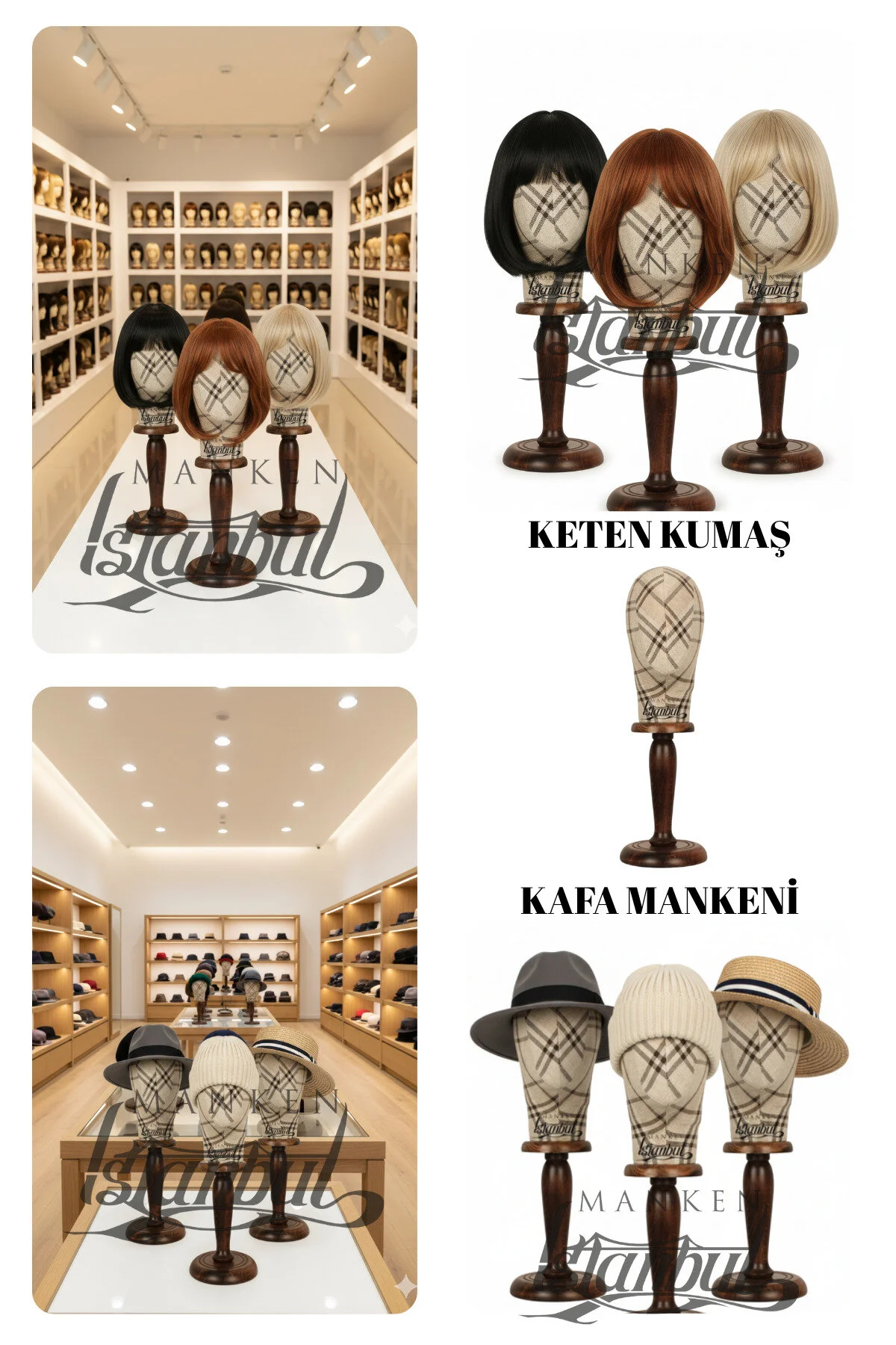 فیگور مانکن سر نمایشگر کلاه گیس بادوام – طراحی شیک و زیبا Manken İstanbul