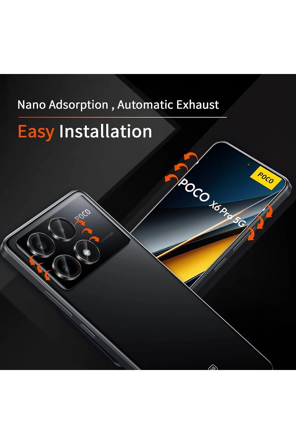 کاور و قاب محافظ صفحه نمایش نانو شیائومی POCO X6 PRO 5G لنز دوربین 9H سختی HD ضد خش aheaks