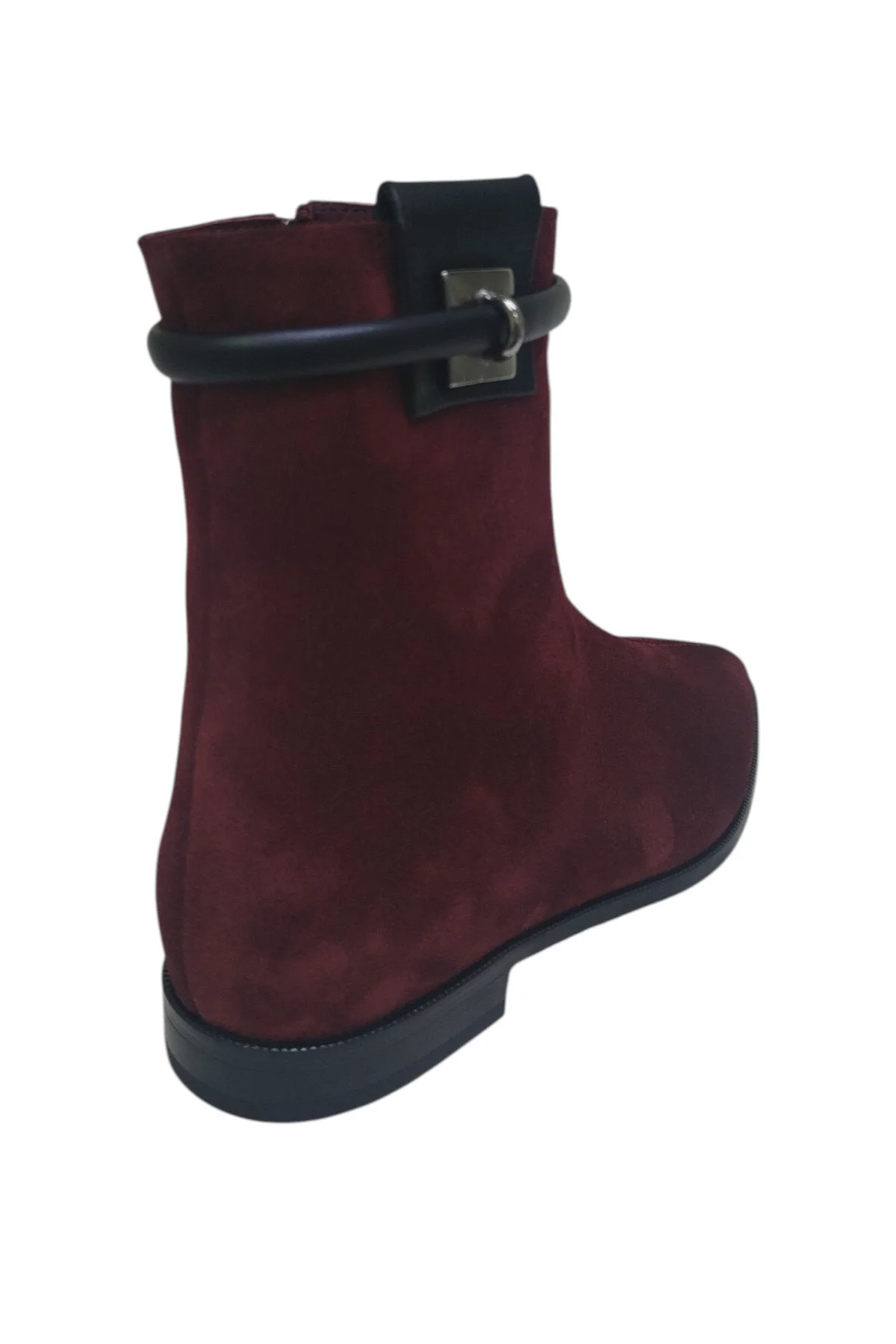 چکمه و بوت کفش زنانه قرمز CLARET چرم اصل با کفی نوک تیز کف زیپ دار کمربند DRY DRY SHOES