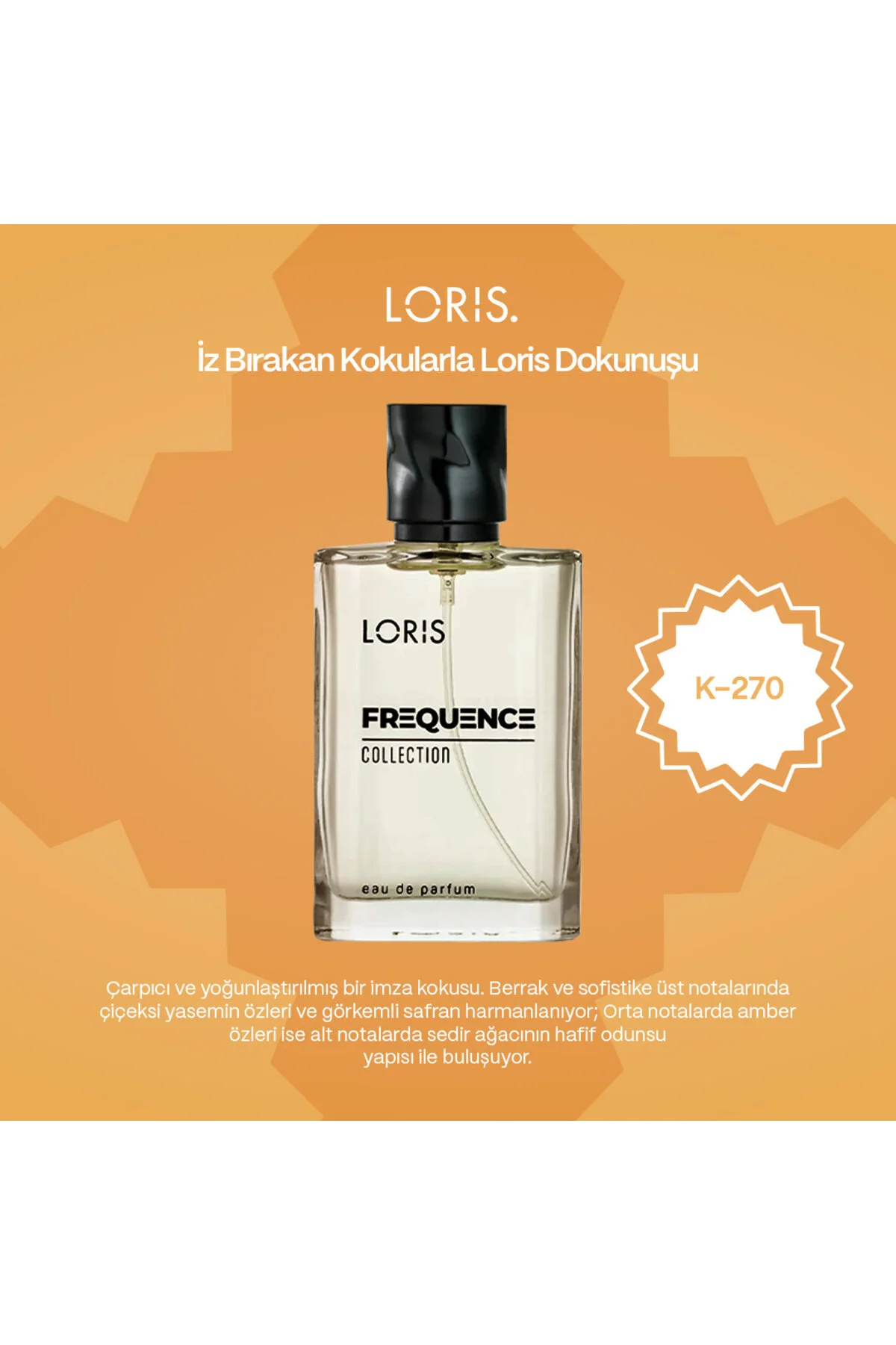 عطر زنانه K-270 فرکانس EDP 50 میلی‌لیتر – رایحه اورینتال و چای‌گونه با ماندگاری بالا Loris