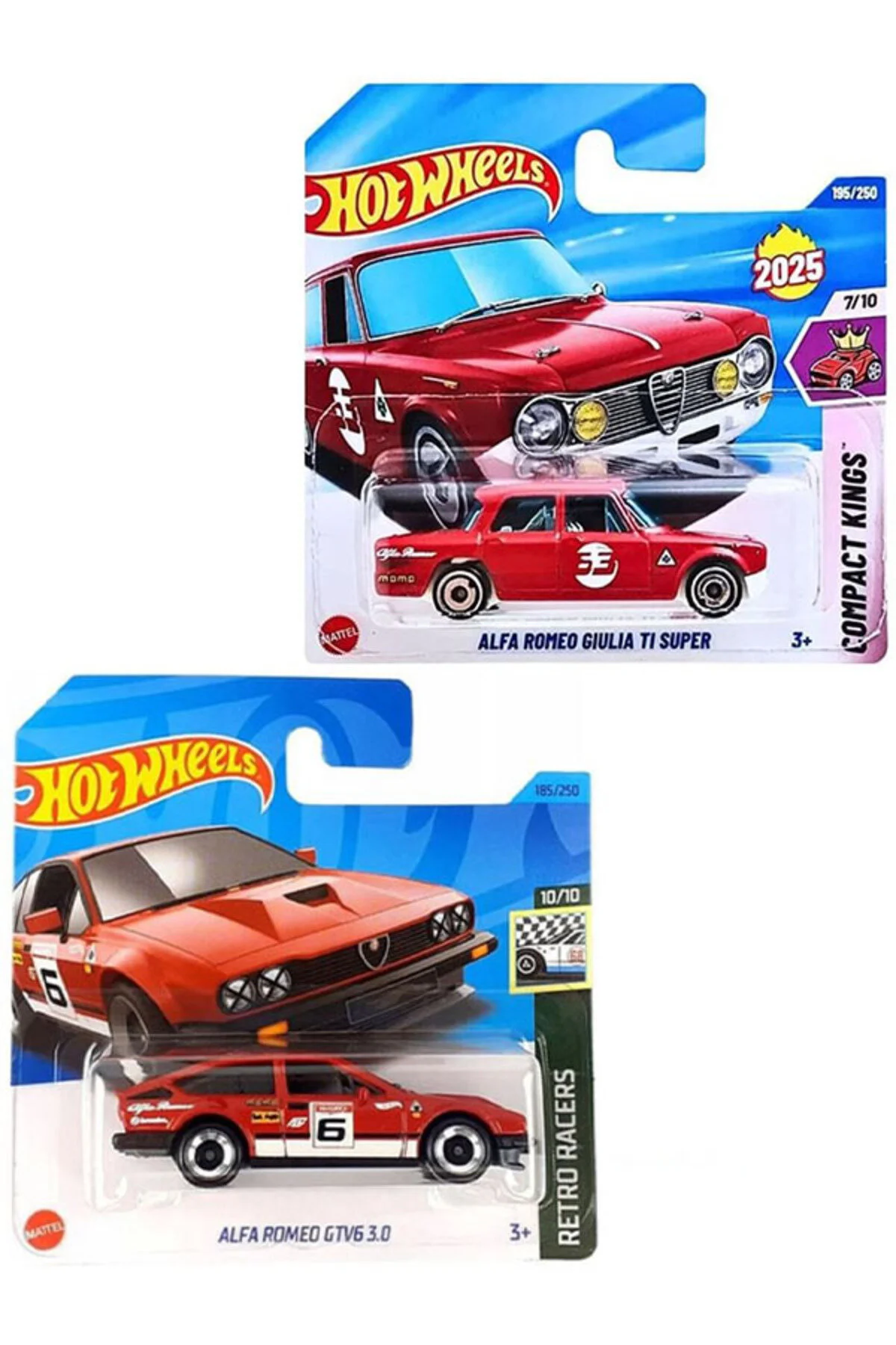 ماشین اسباب بازی مجموعه 2 ALFA ROMEO GIULIA TI SUPER & GTV6 3.0 1 64 از ترکیه HOT WHEELS