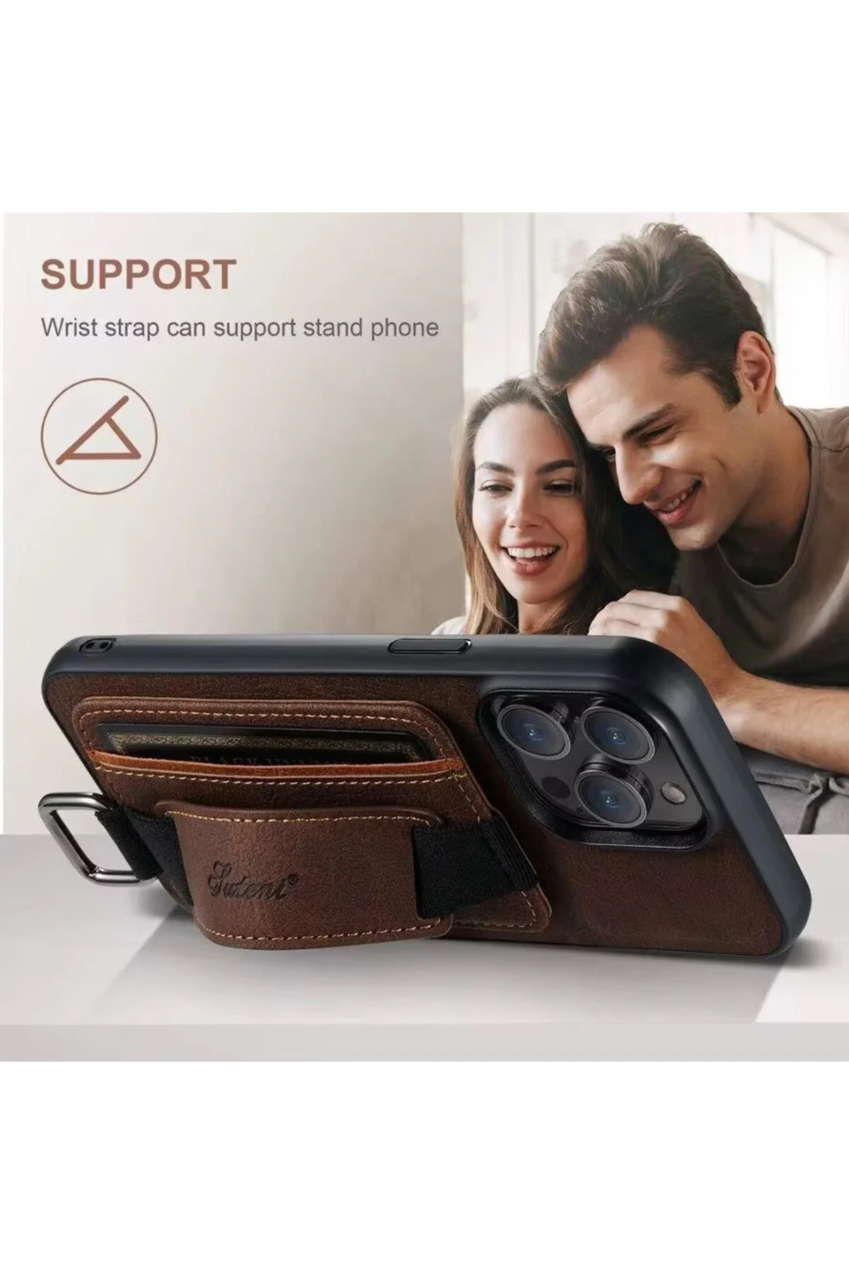 کاور و قاب چرمی لوکس سازگار با آیفون 17 پرو 6.3 اینچ پایه کیف تاشو پول HYPERSOFT