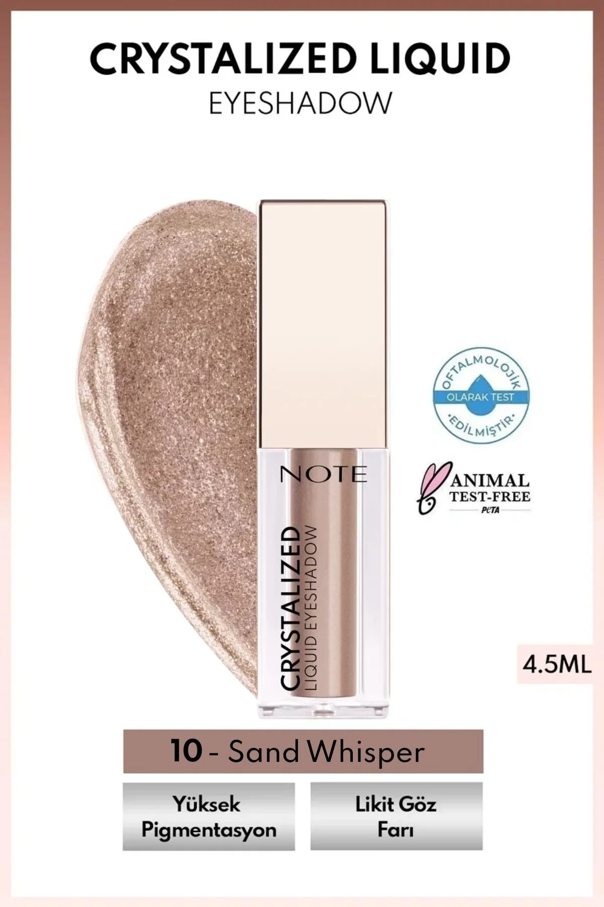سایه چشم مایع متالیک رنگ قهوه‌ای مدل Sand Whisper نوت کازمتیکس Note Cosmetics