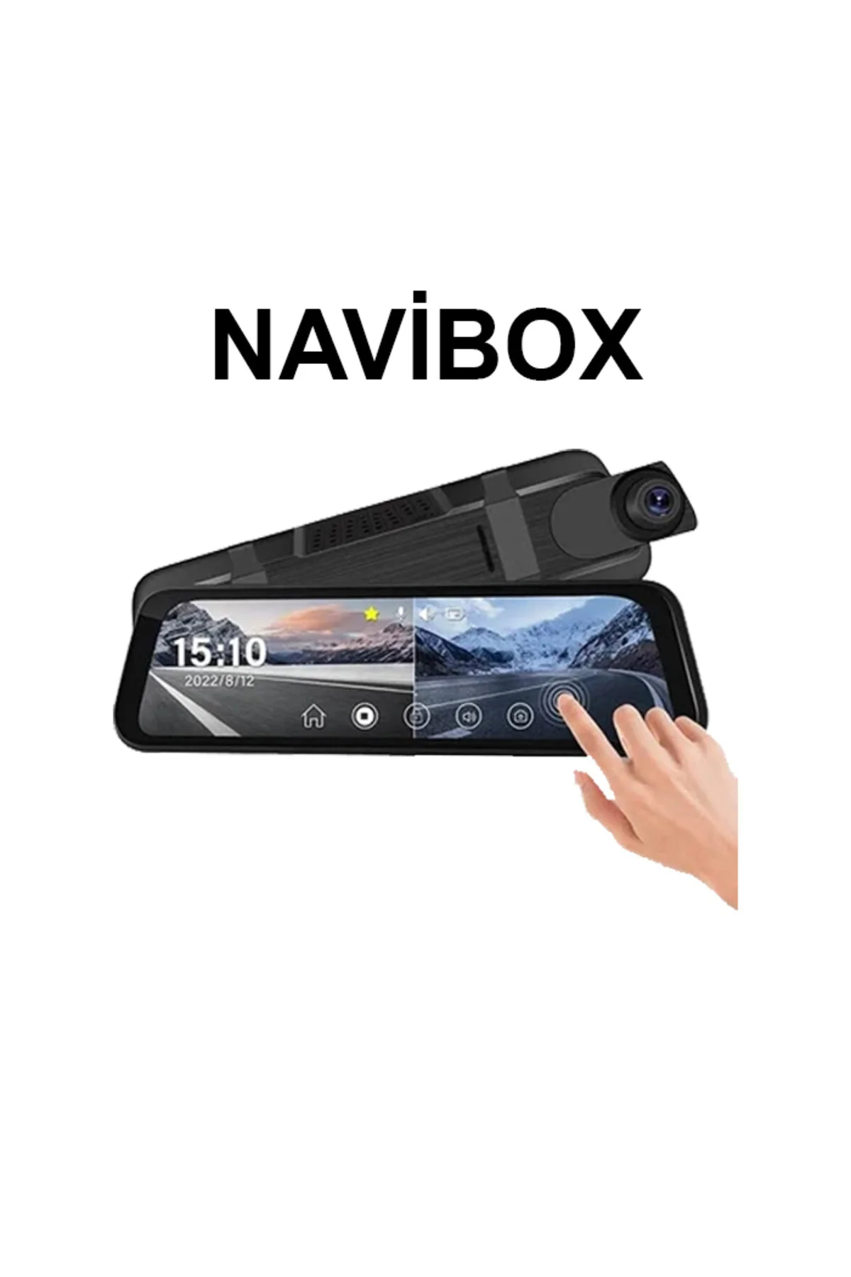 دوربین داشبورد ضبط جاده ای آینه لمسی DVR 140 ANGLE 1080P NAVIBOX عقب جلو NV2140DA NAVİGATÖR