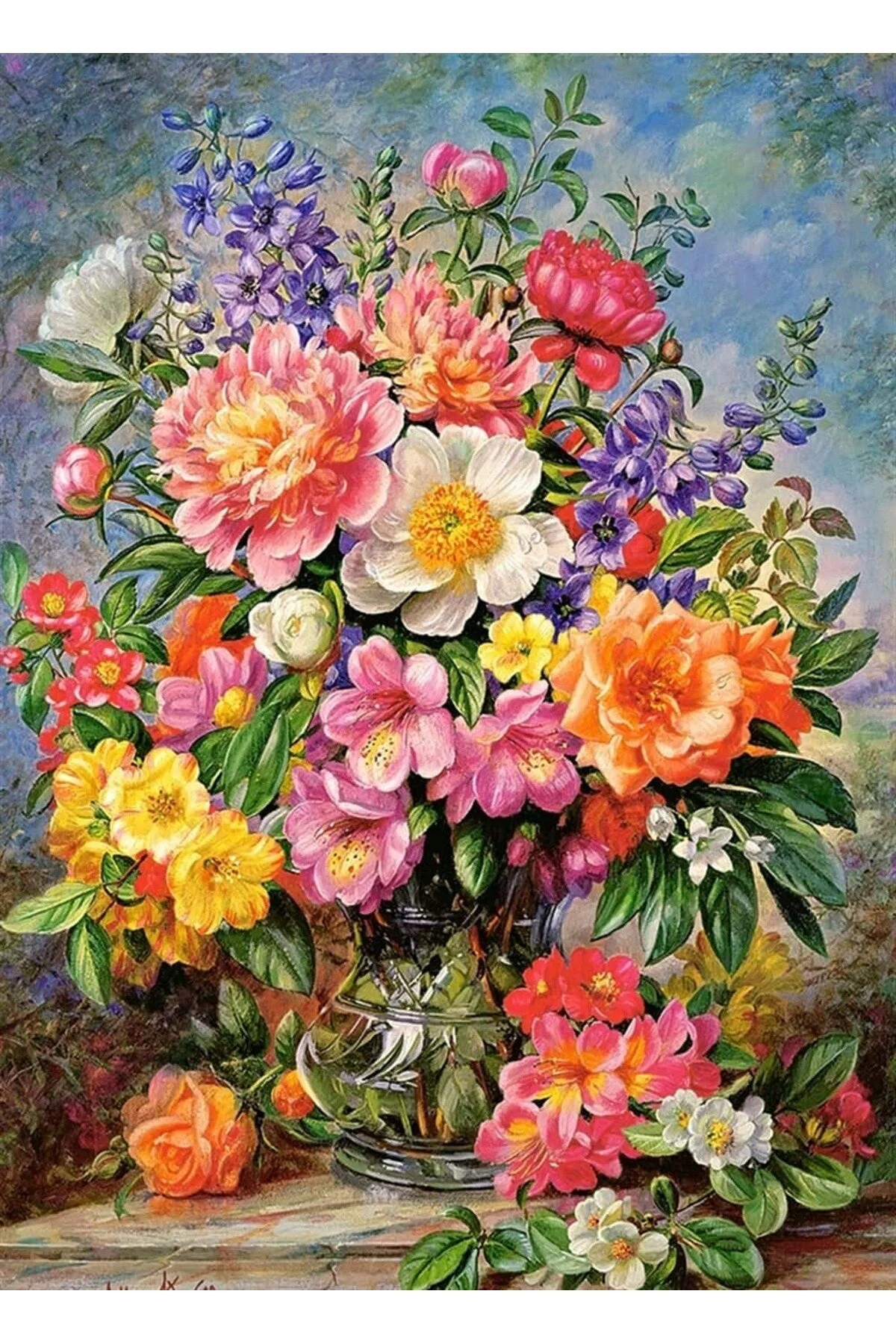 پازل گل های رنگارنگ 53X74CM نقاشی موزاییک الماس دیالندز Genel Markalar