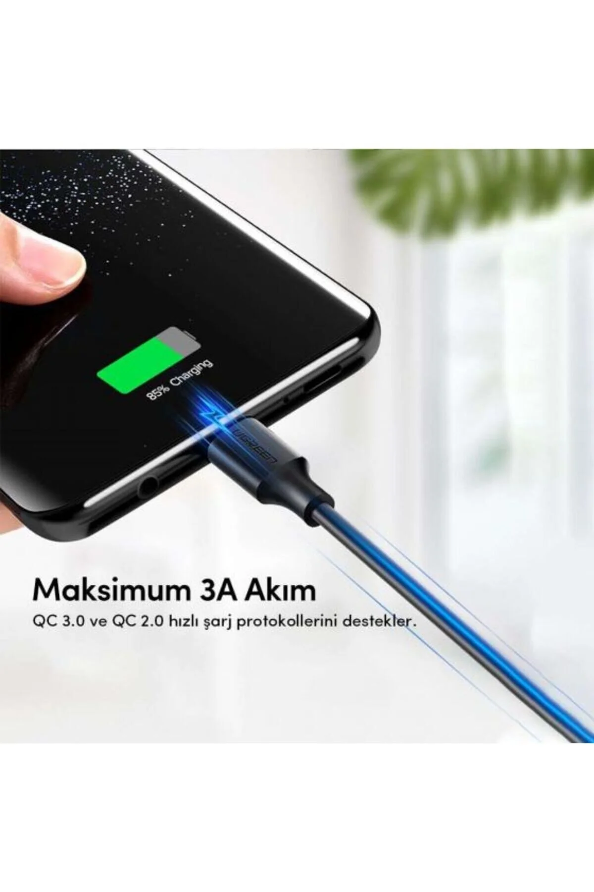 شارژر کابل شارژ و دیتا USB TYPE C سفید 2 متری 60123 Ugreen