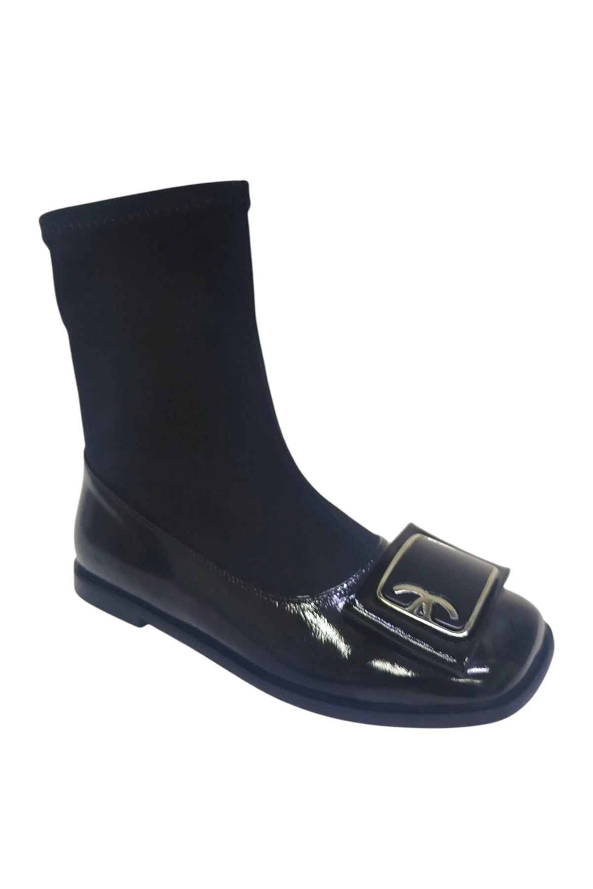 چکمه و بوت کفش زنانه کش دار چرم مشکی طبیعی با کفی صاف زیپ DRY T DRY SHOES