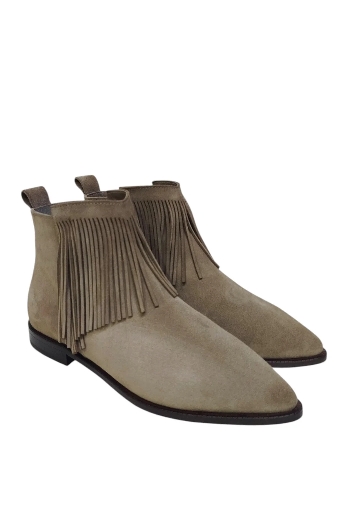 چکمه و بوت کفش زنانه چرم اصل راسو با کف نوک تیز زیپ منگوله مچ پا DRY DRY SHOES