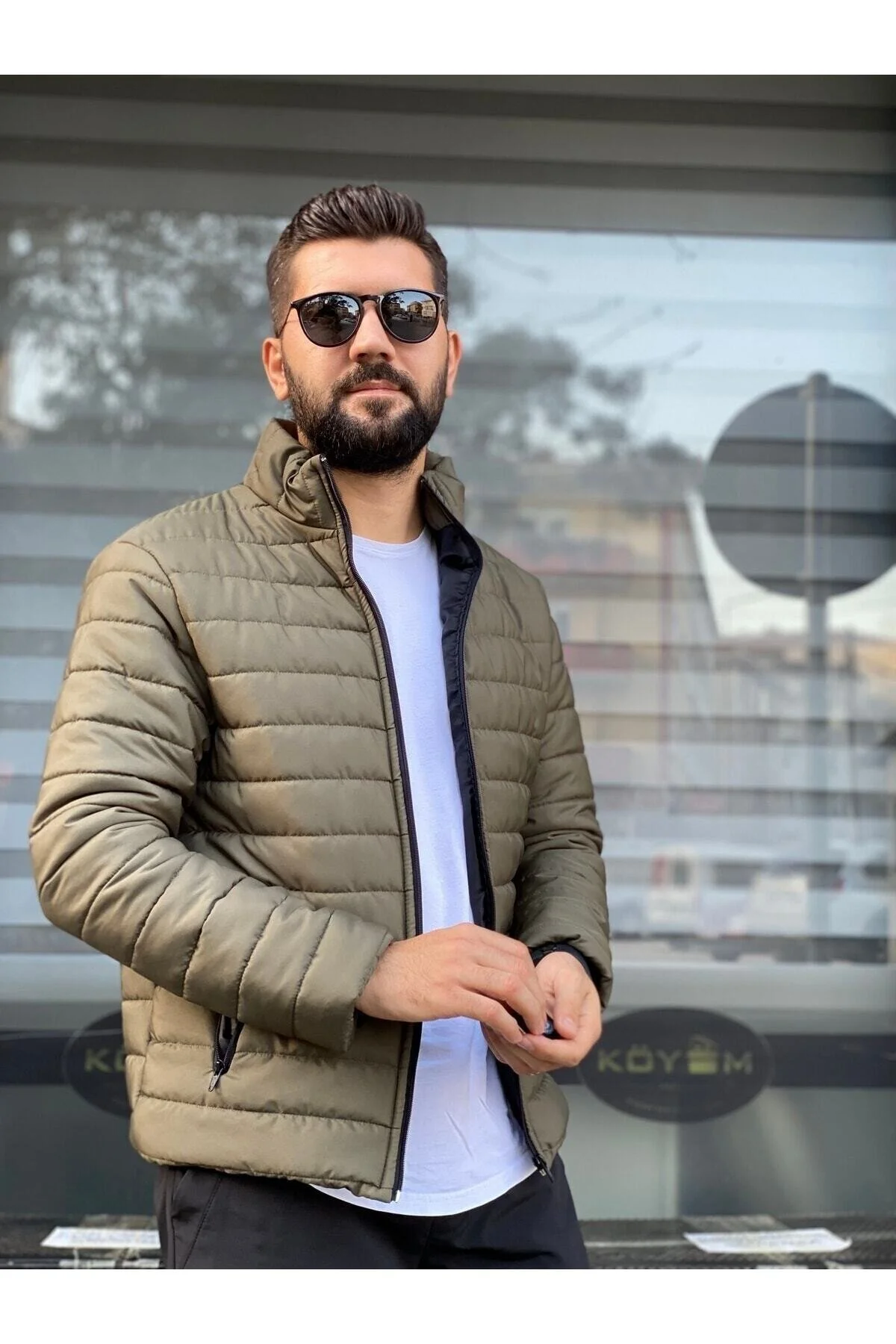 کاپشن مانتو نازک فصلی مردانه خاکی Miss Lida