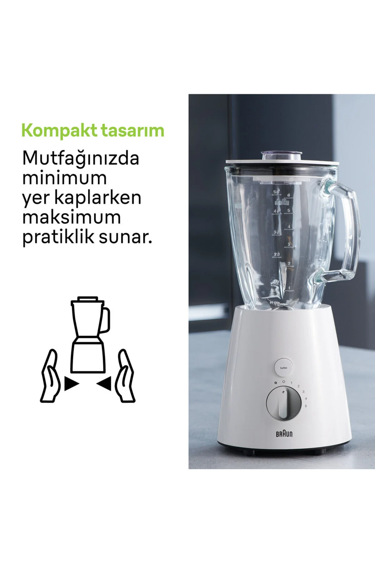 ست مخلوط کن اسموتی بلندر JB3060WHS TRIBUTE 800 W GLASS JUG TYPE اورجینال Braun